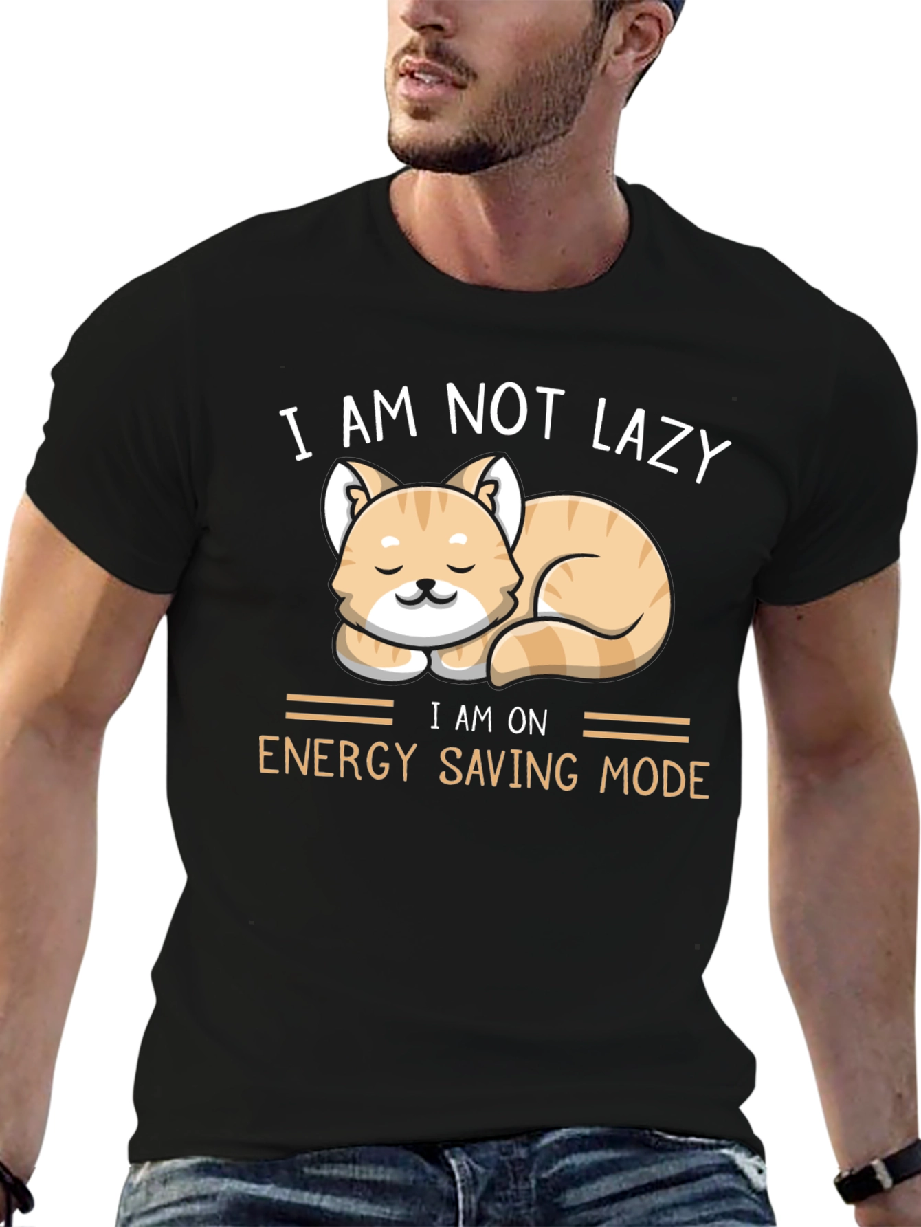 Funny Cat Energy Saving Mode T-Shirt