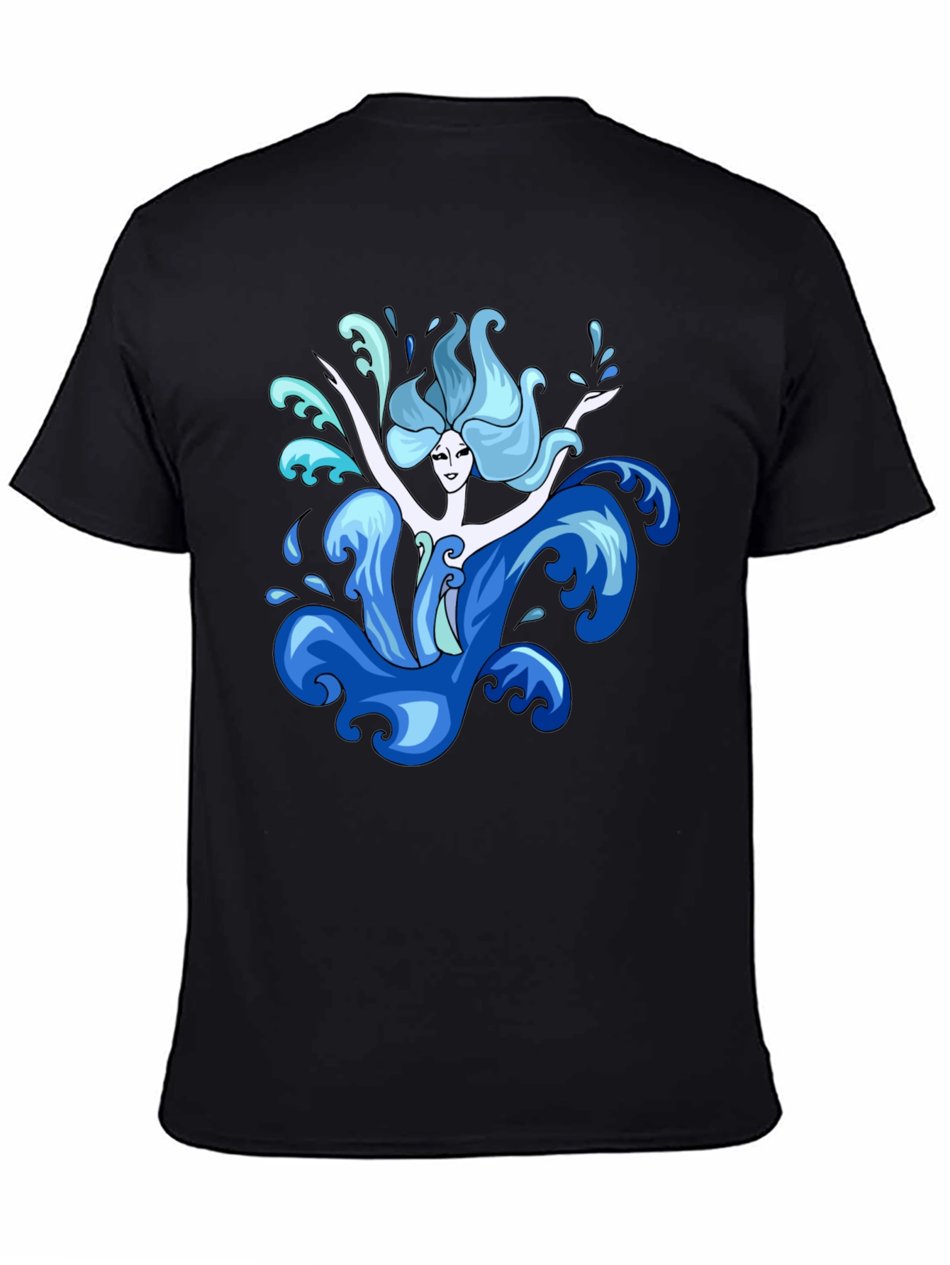 Water Nymph Graphic Tee - Black Cotton T-Shirt