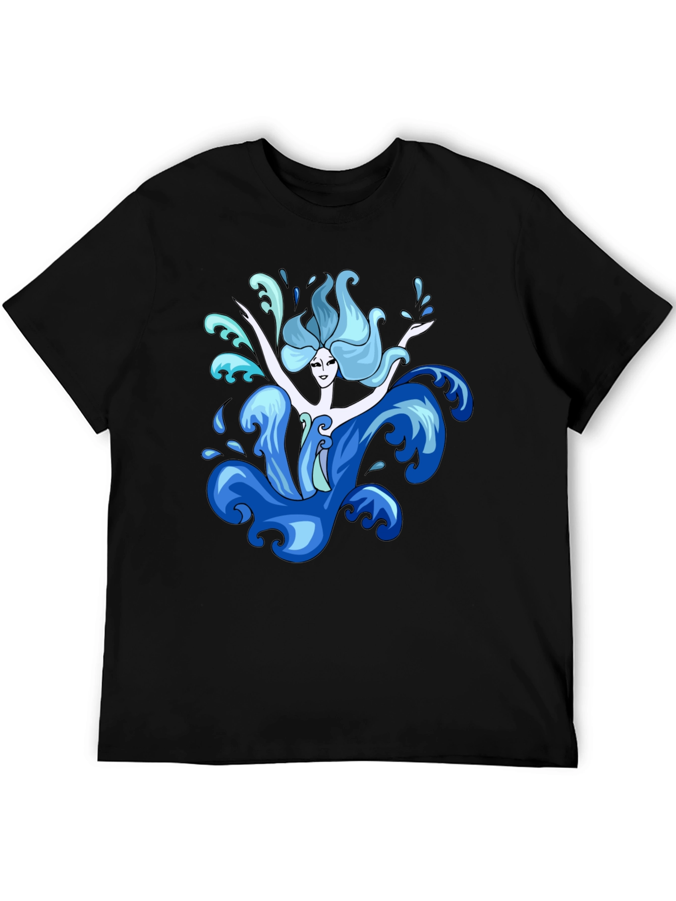 Water Nymph Graphic Tee - Black Cotton T-Shirt