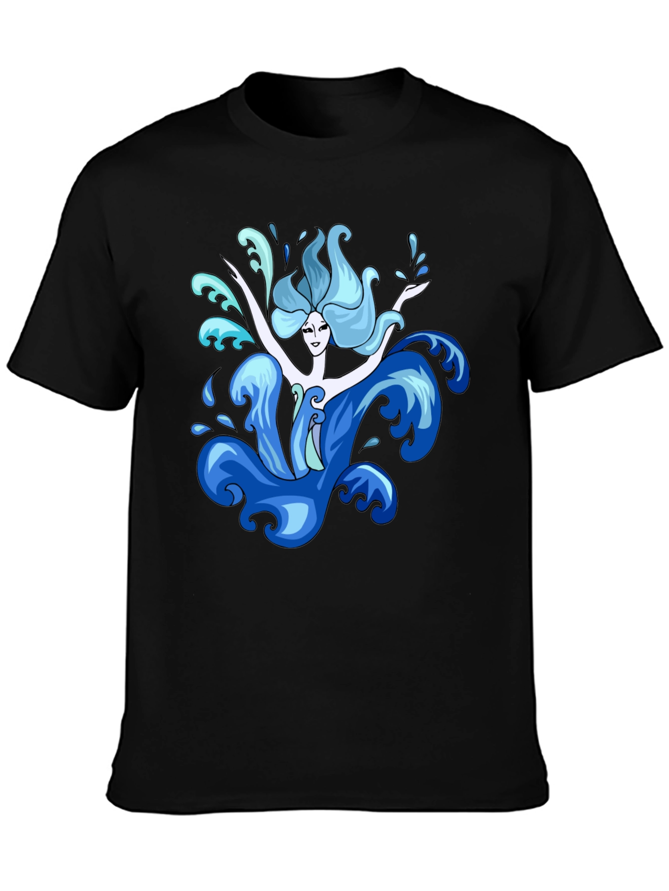 Water Nymph Graphic Tee - Black Cotton T-Shirt