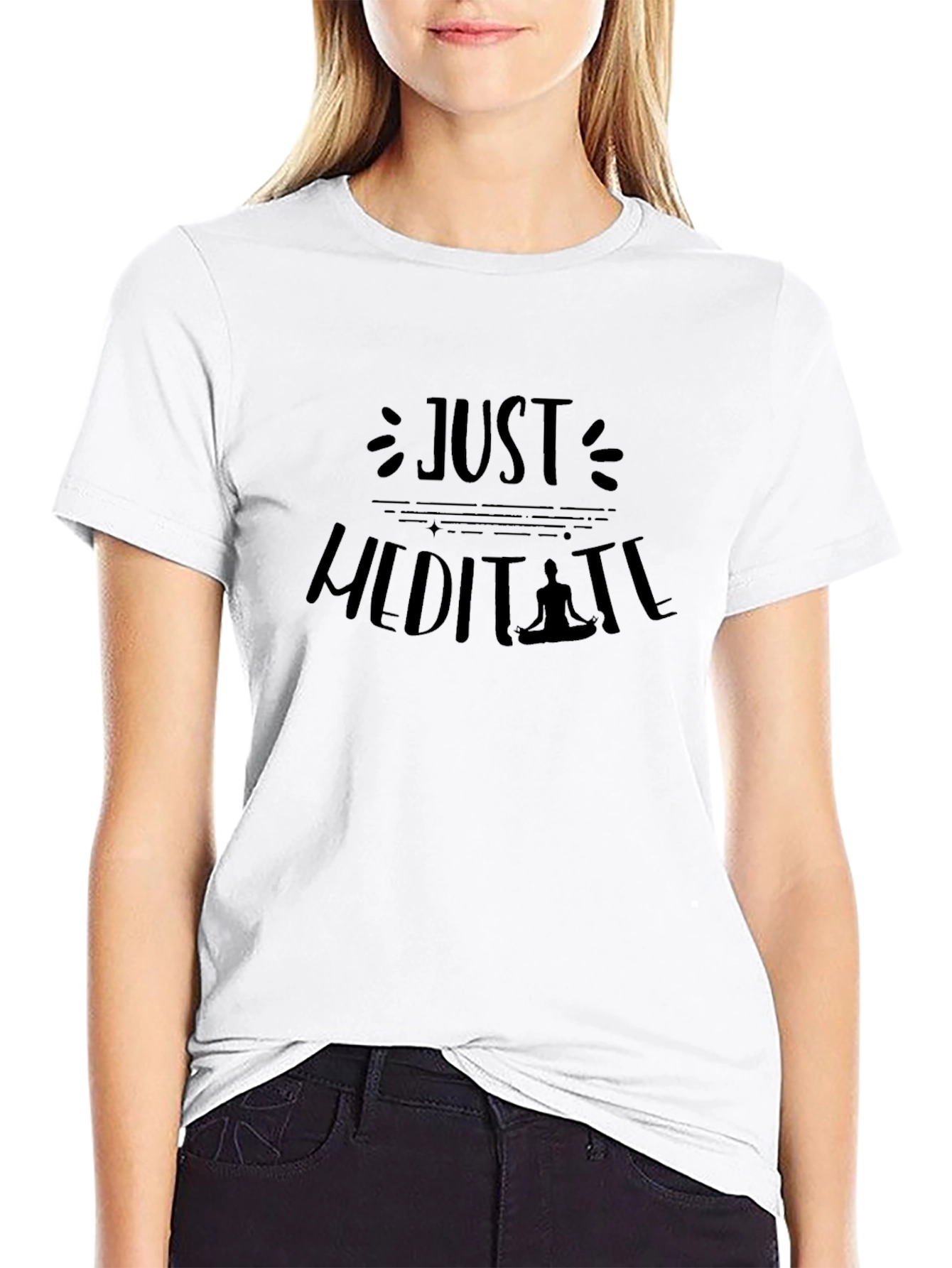 Just Meditate Graphic Black T-Shirt