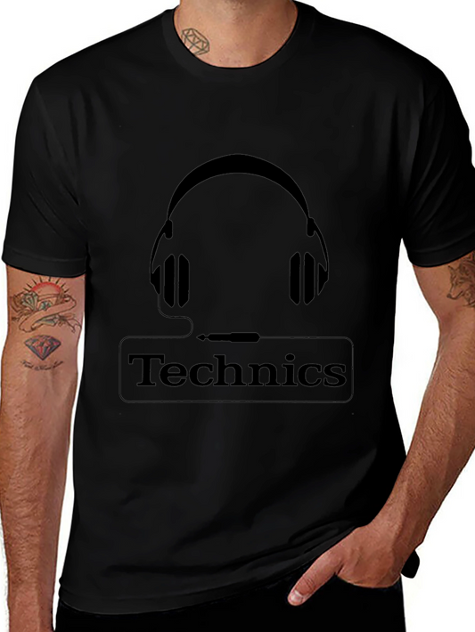 Technics Headphones Graphic Black T-Shirt