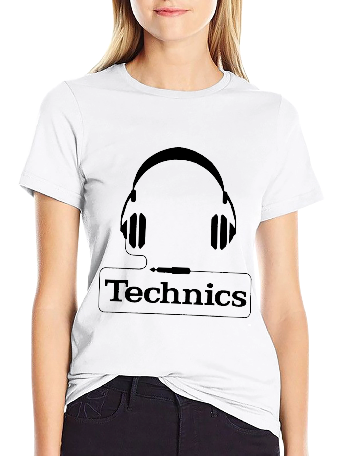 Technics Headphones Graphic Black T-Shirt