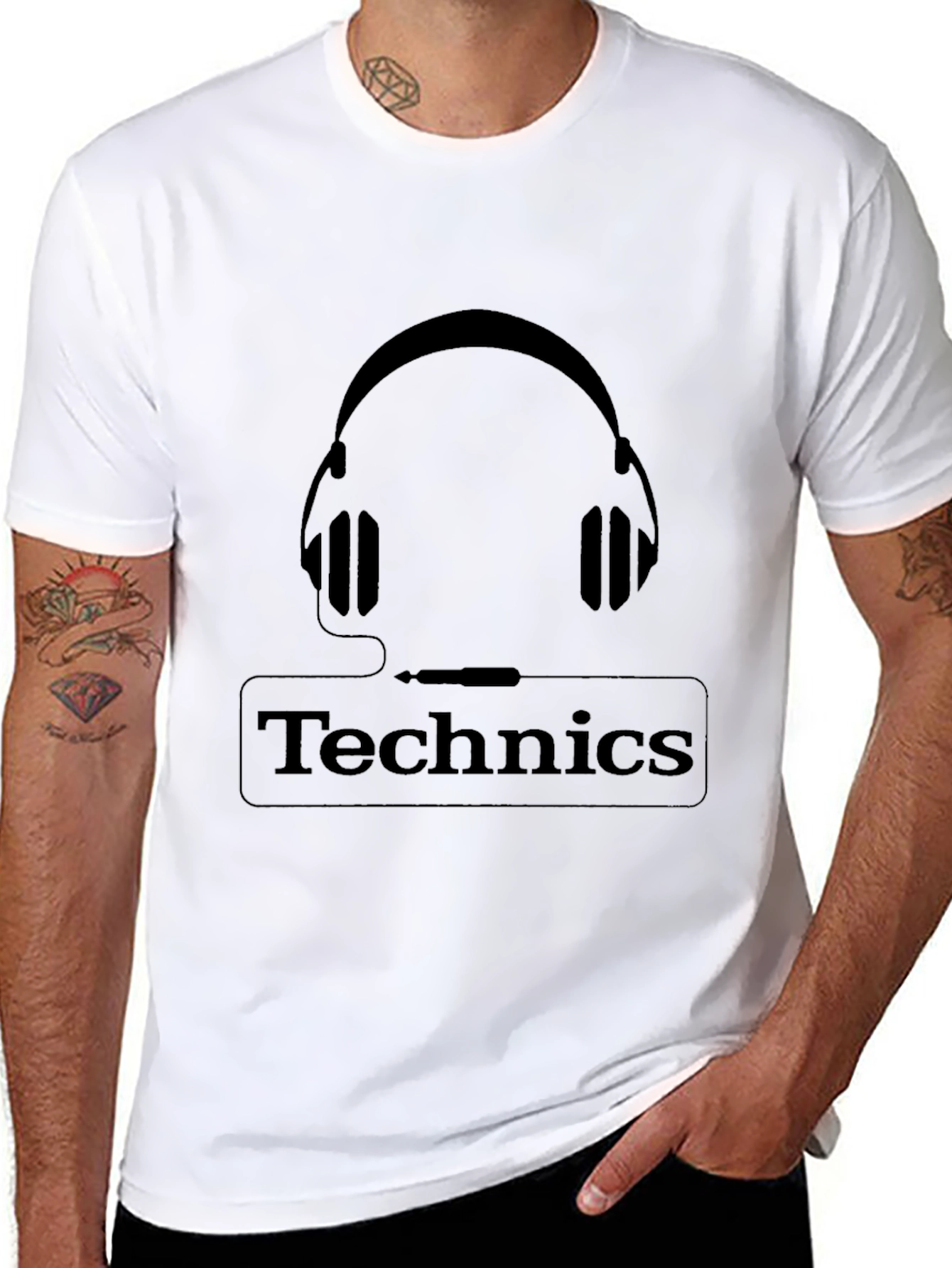 Technics Headphones Graphic Black T-Shirt