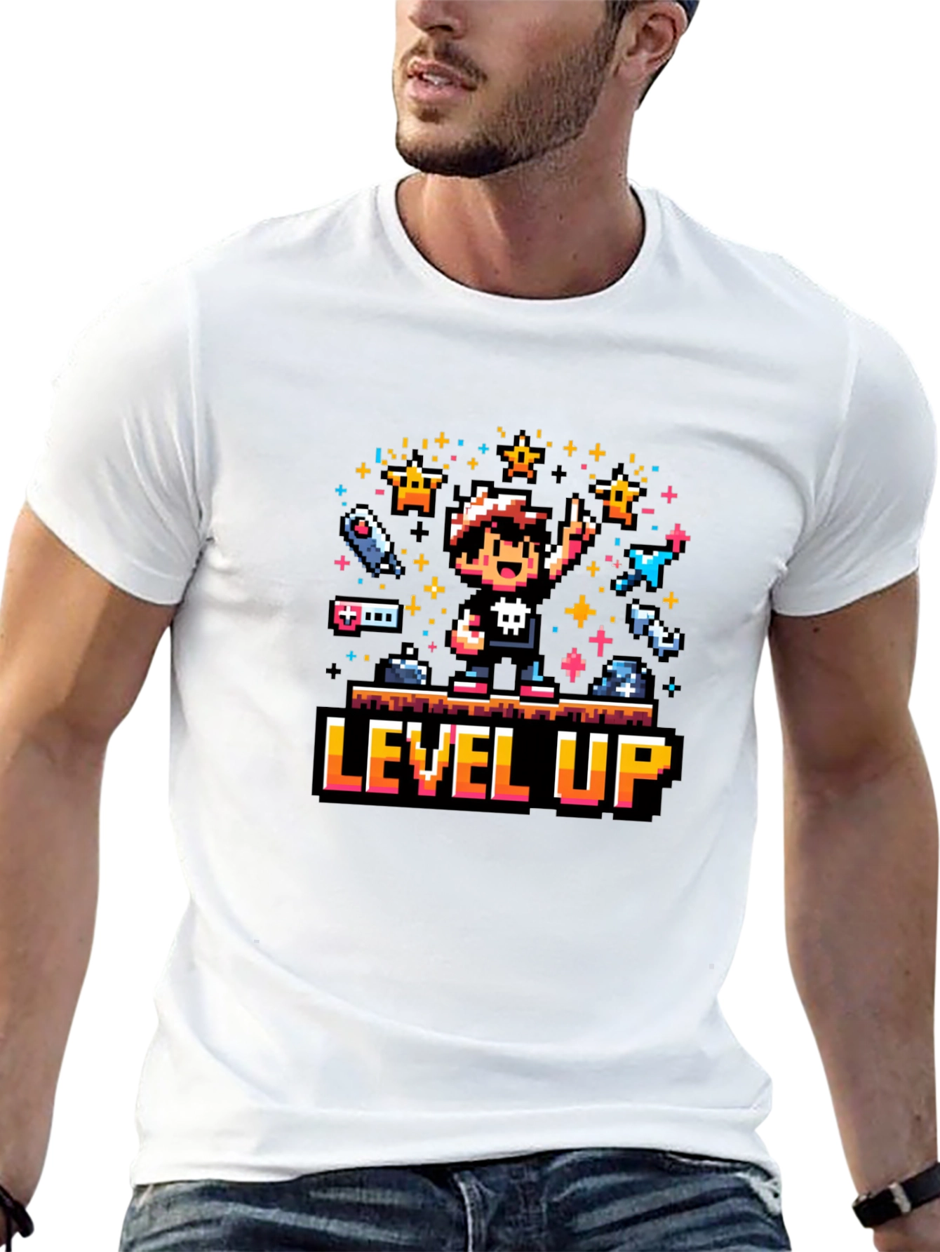 Retro Gamer Level Up Pixel Art T-Shirt