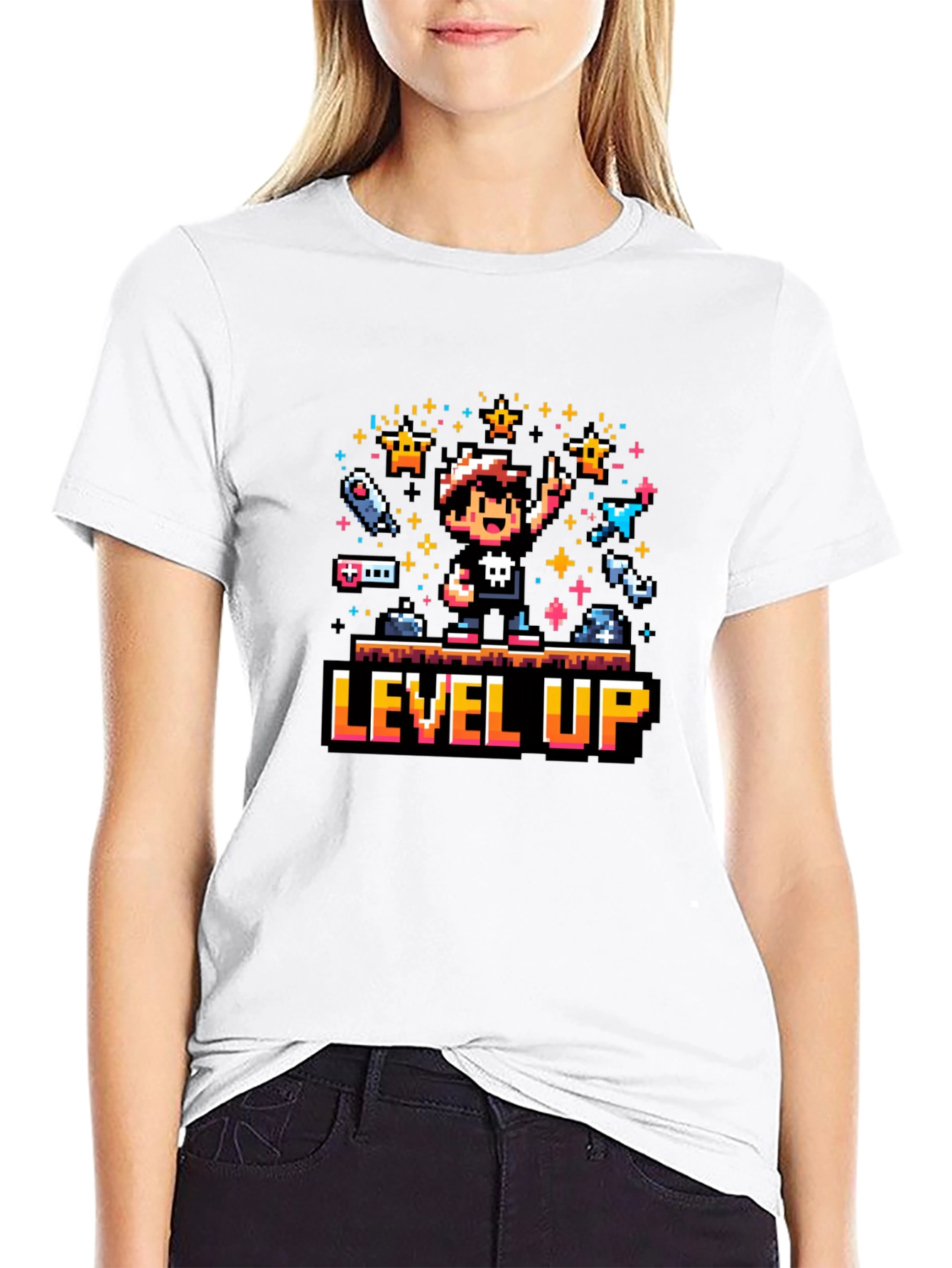 Retro Gamer Level Up Pixel Art T-Shirt