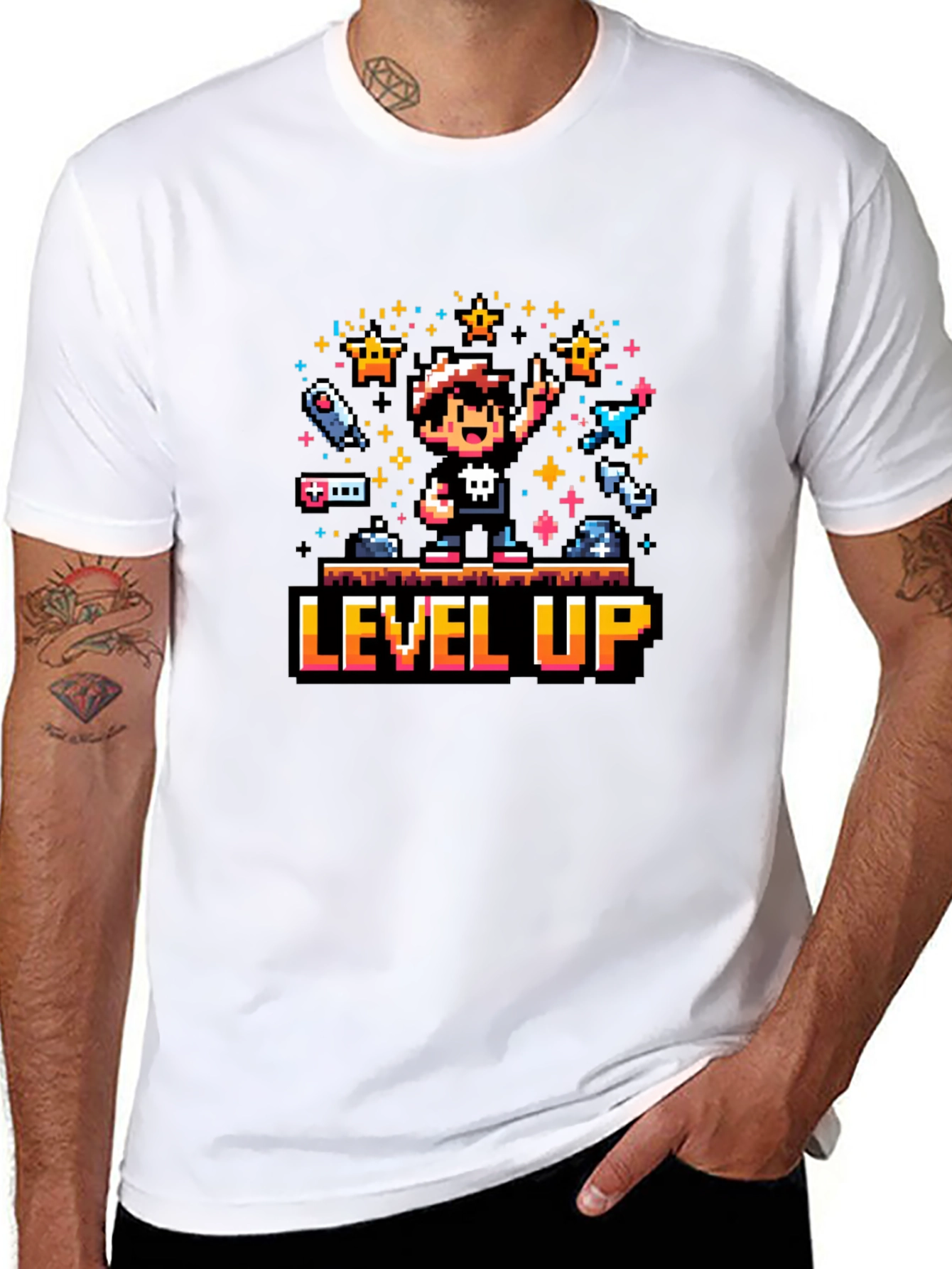 Retro Gamer Level Up Pixel Art T-Shirt