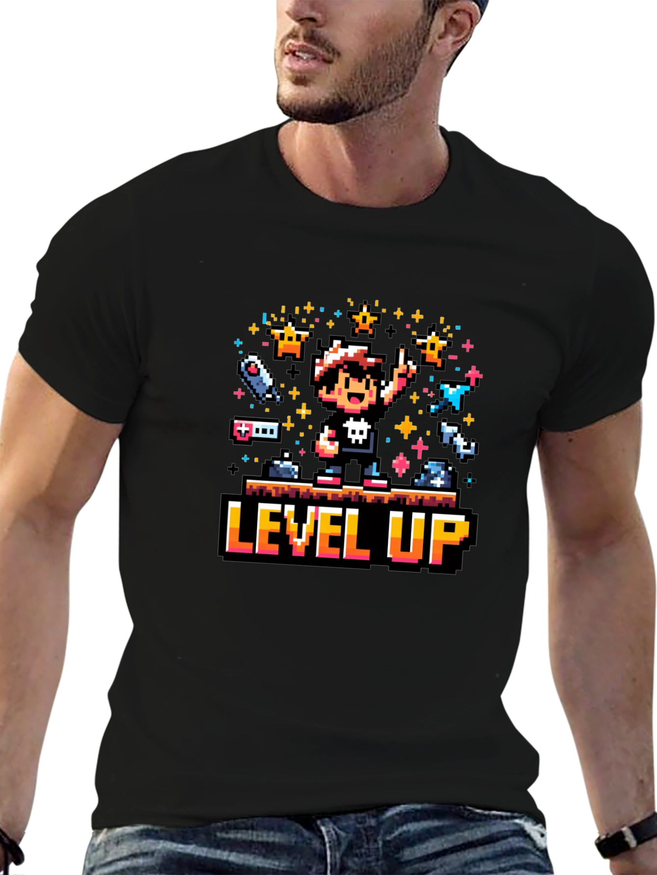 Retro Gamer Level Up Pixel Art T-Shirt