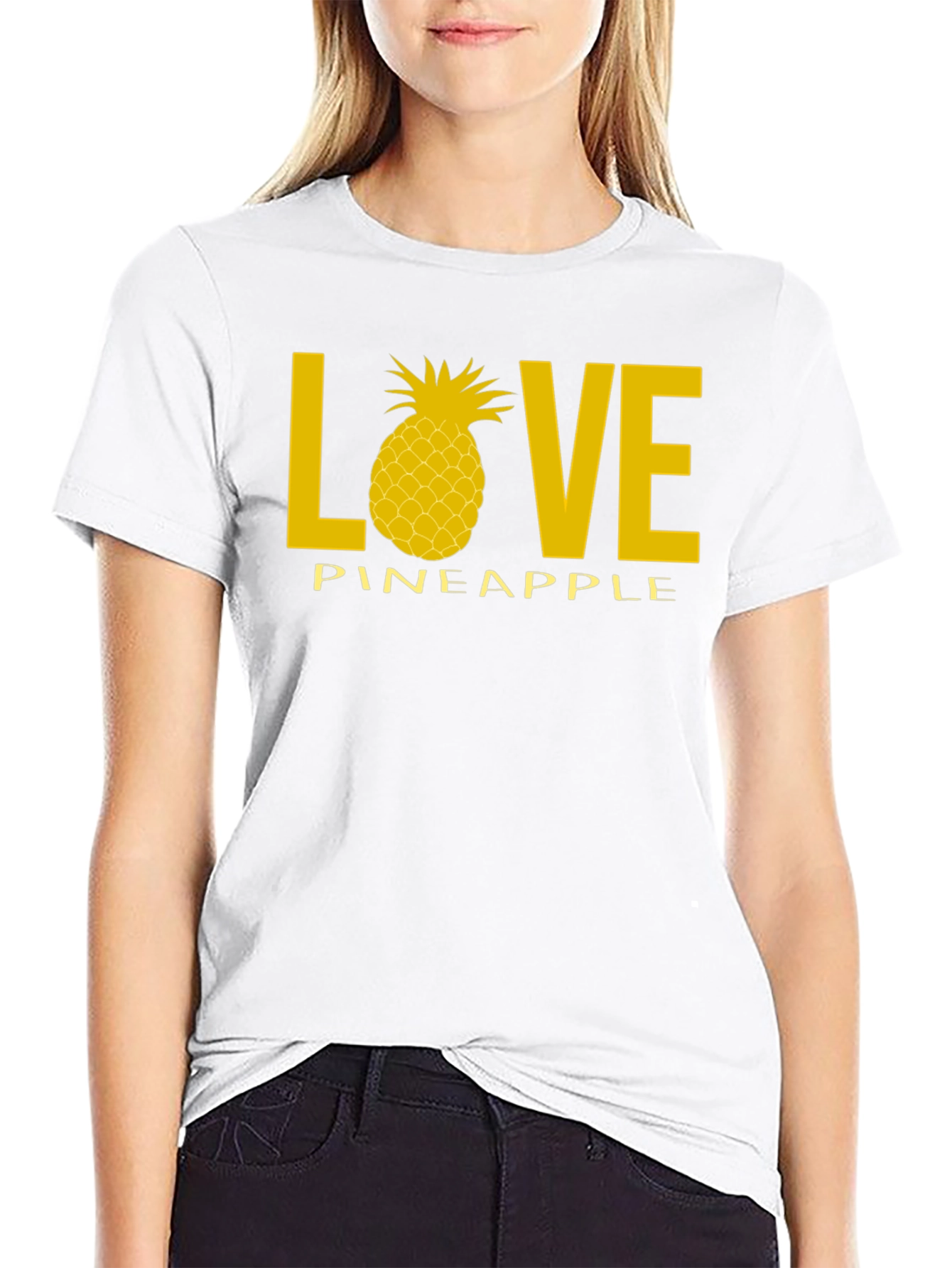 Love Pineapple Black Graphic T-Shirt
