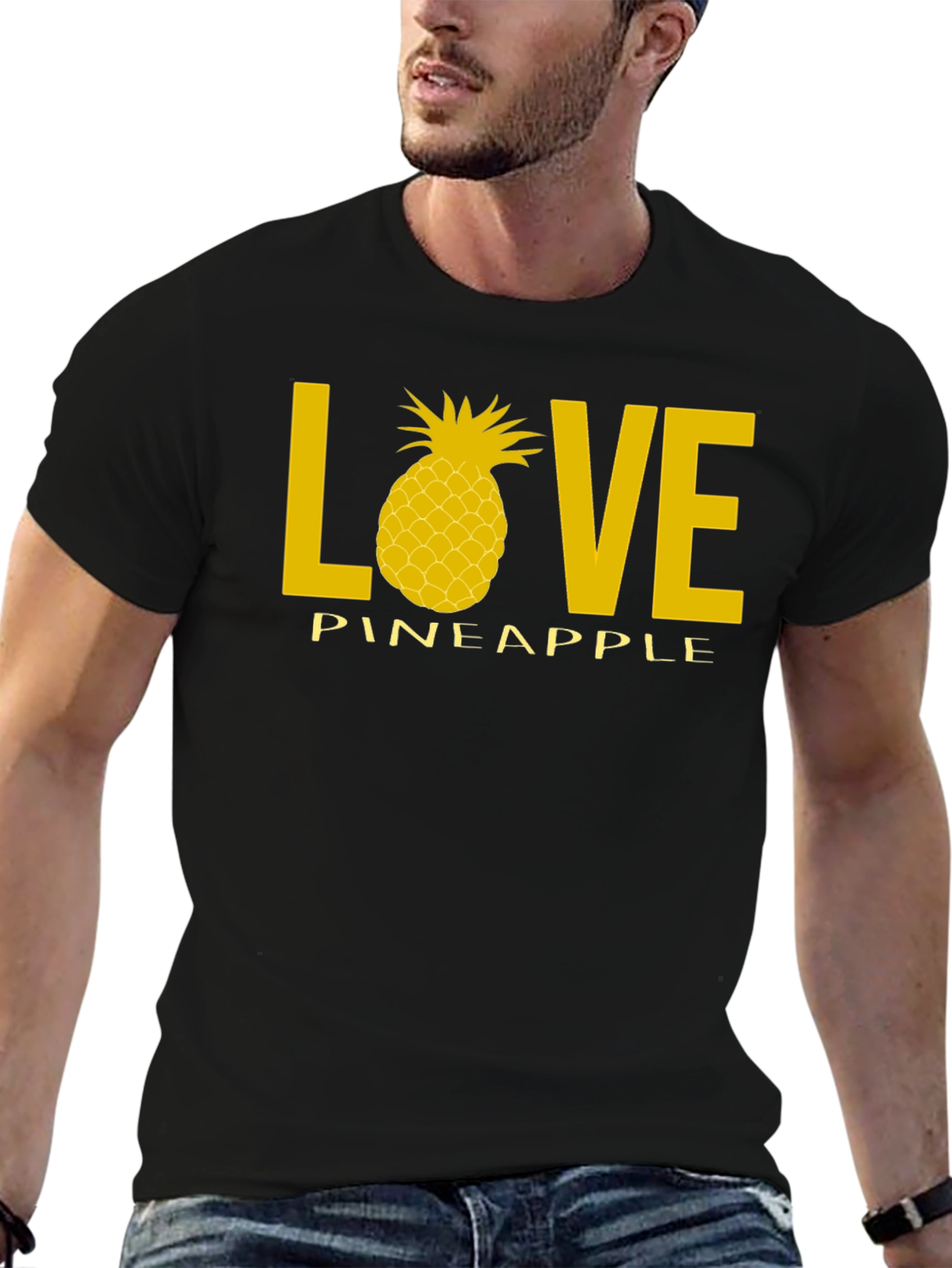 Love Pineapple Black Graphic T-Shirt