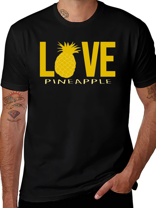 Love Pineapple Black Graphic T-Shirt