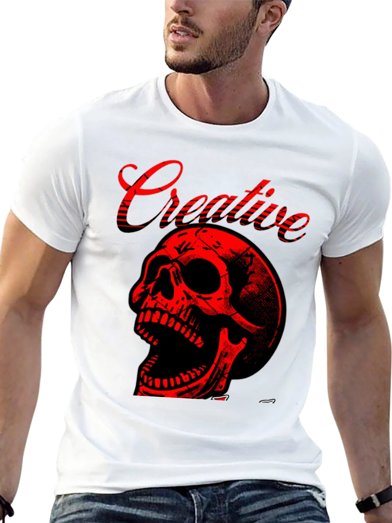 Creative Skull Graphic Tee - Mens Black T-Shirt