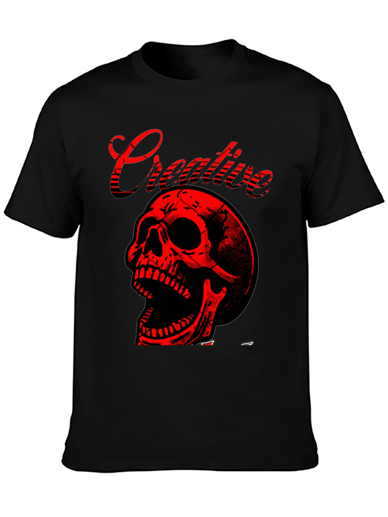 Creative Skull Graphic Tee - Mens Black T-Shirt