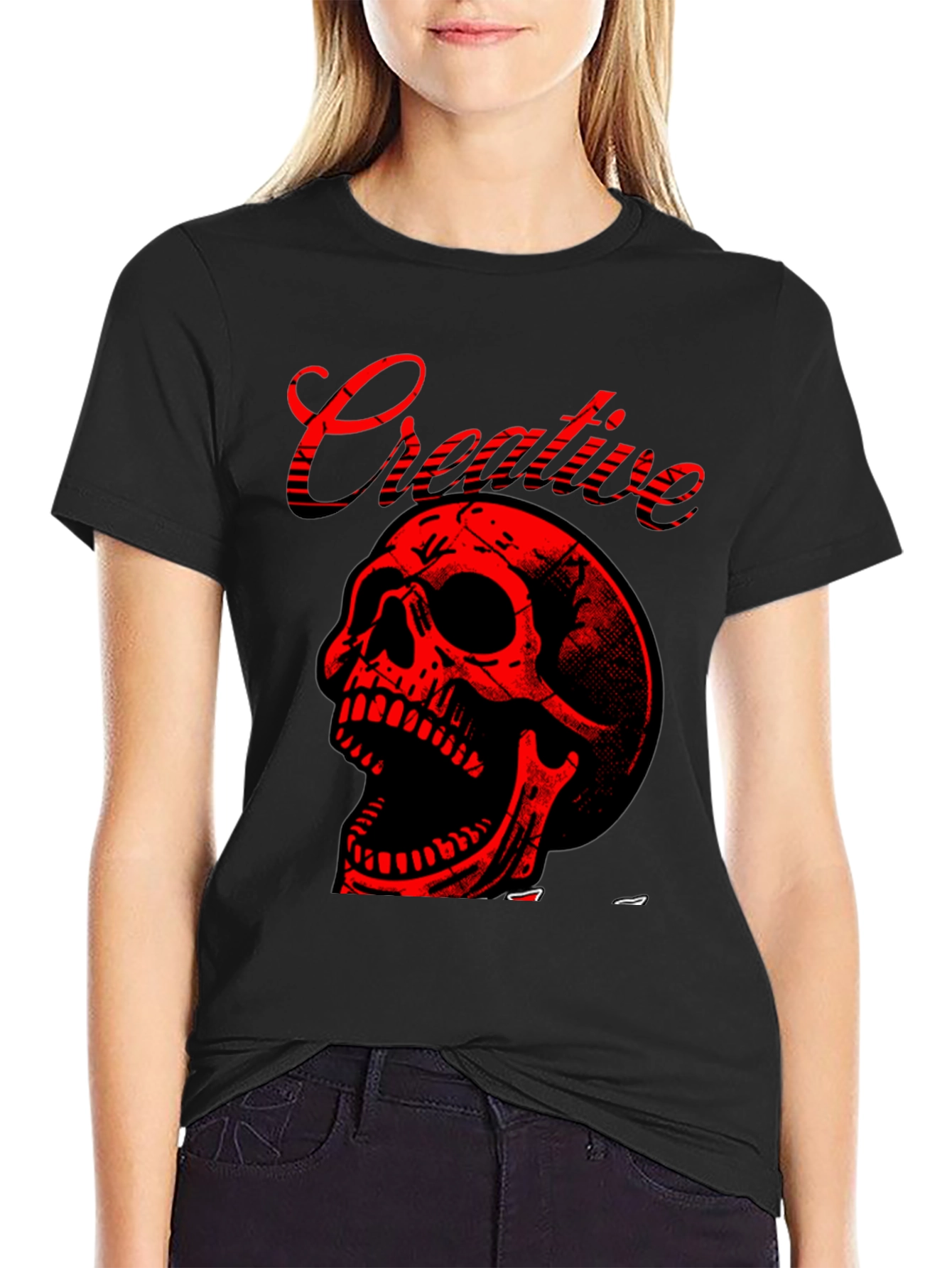 Creative Skull Graphic Tee - Mens Black T-Shirt