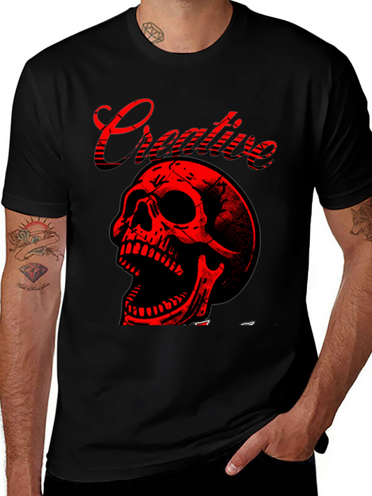 Creative Skull Graphic Tee - Mens Black T-Shirt