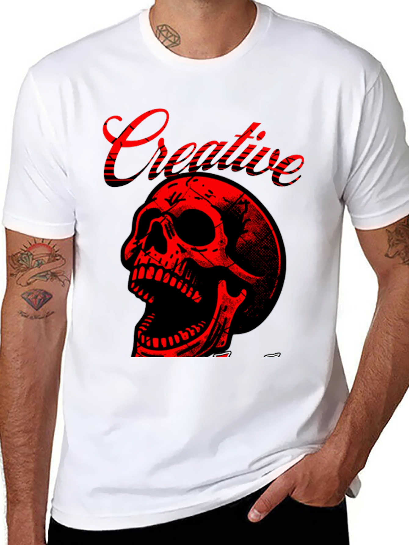 Creative Skull Graphic Tee - Mens Black T-Shirt