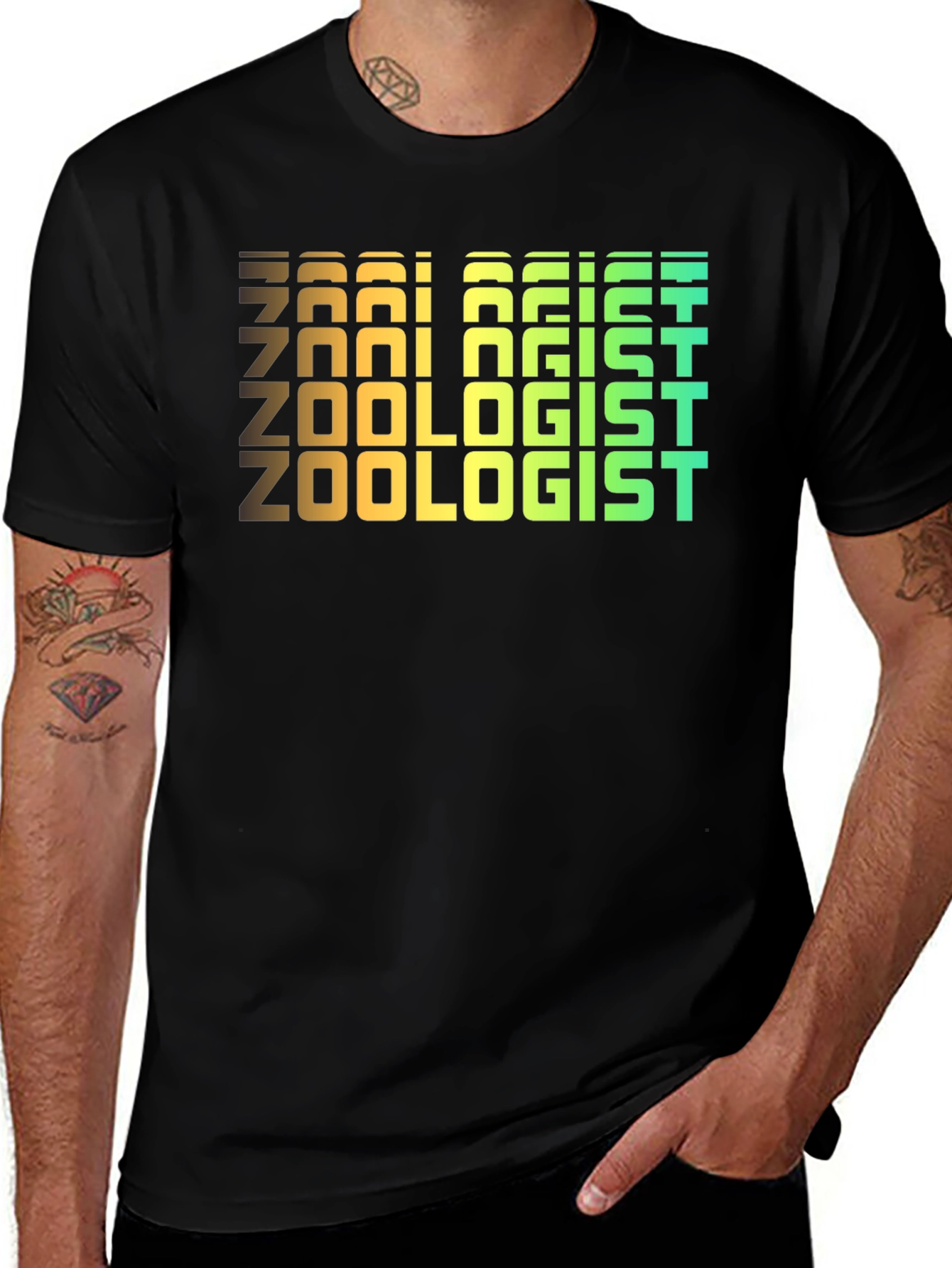 Zoologist Retro Text Black T-Shirt