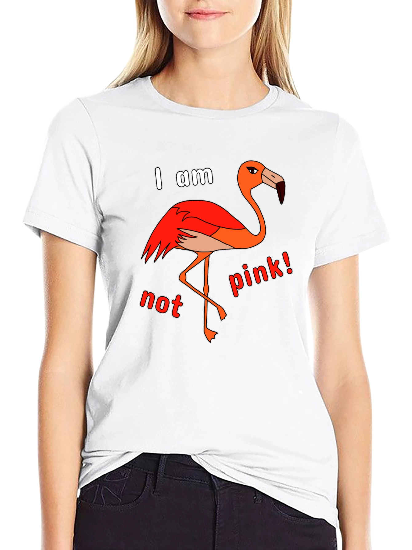 Funny Flamingo I Am Not Pink Graphic T-Shirt