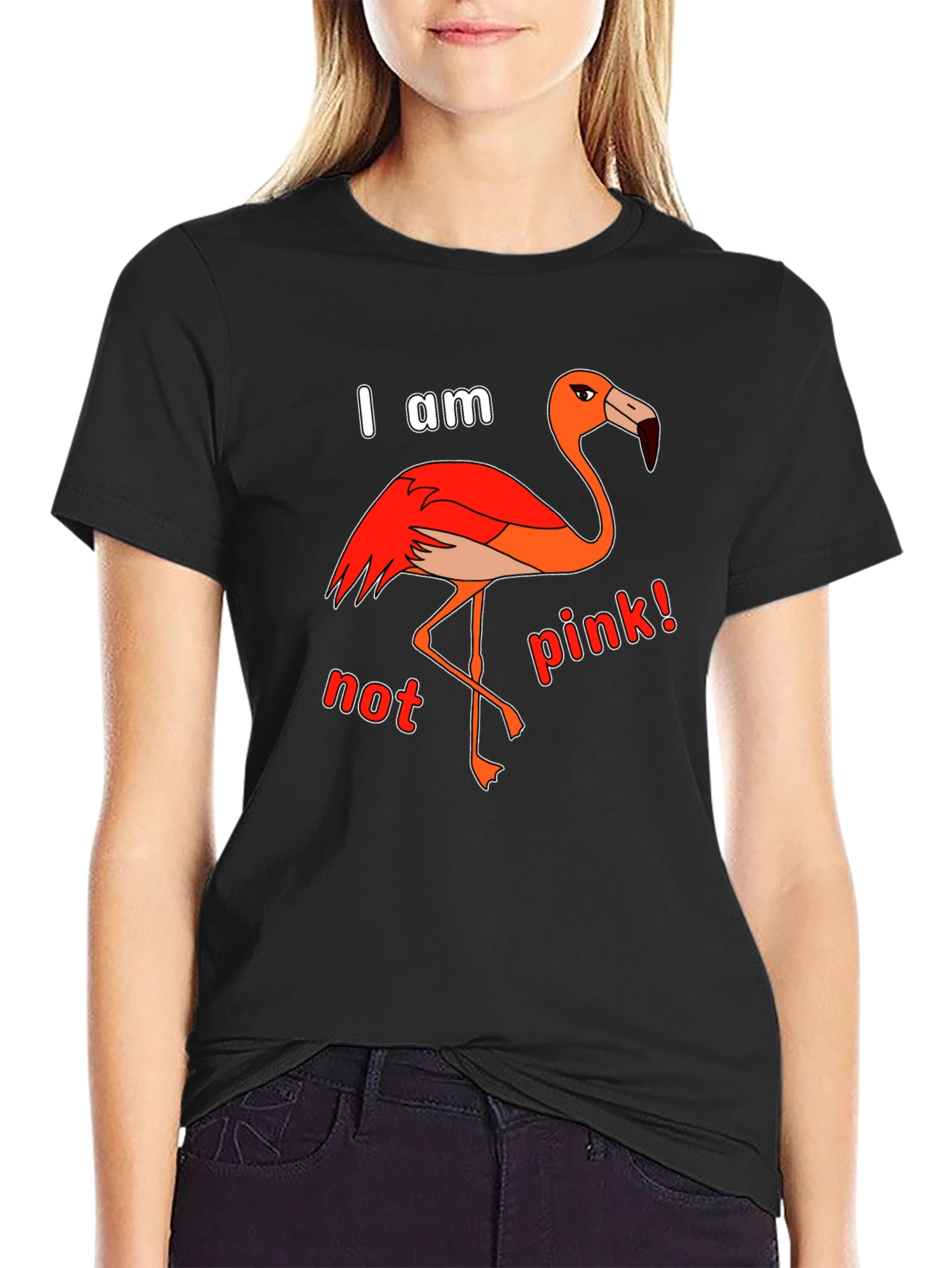 Funny Flamingo I Am Not Pink Graphic T-Shirt