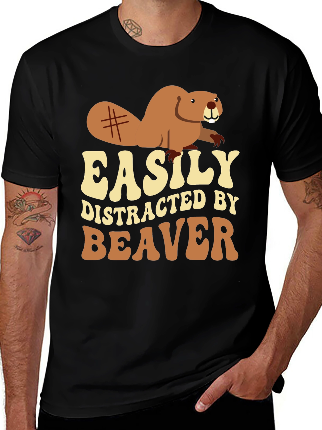Easily Distracted by Beaver Graphic T-Shirt
