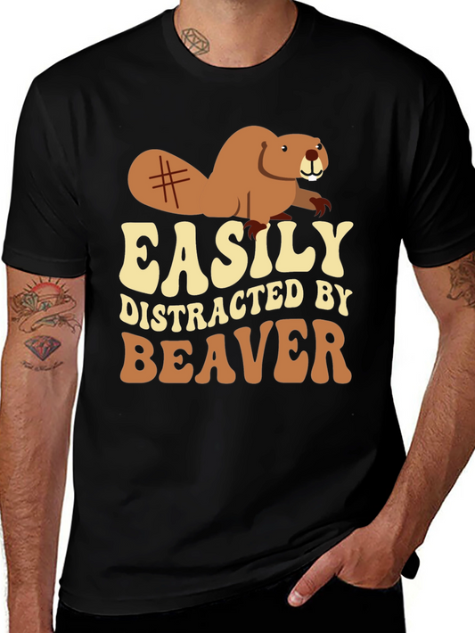 Easily Distracted by Beaver Graphic T-Shirt