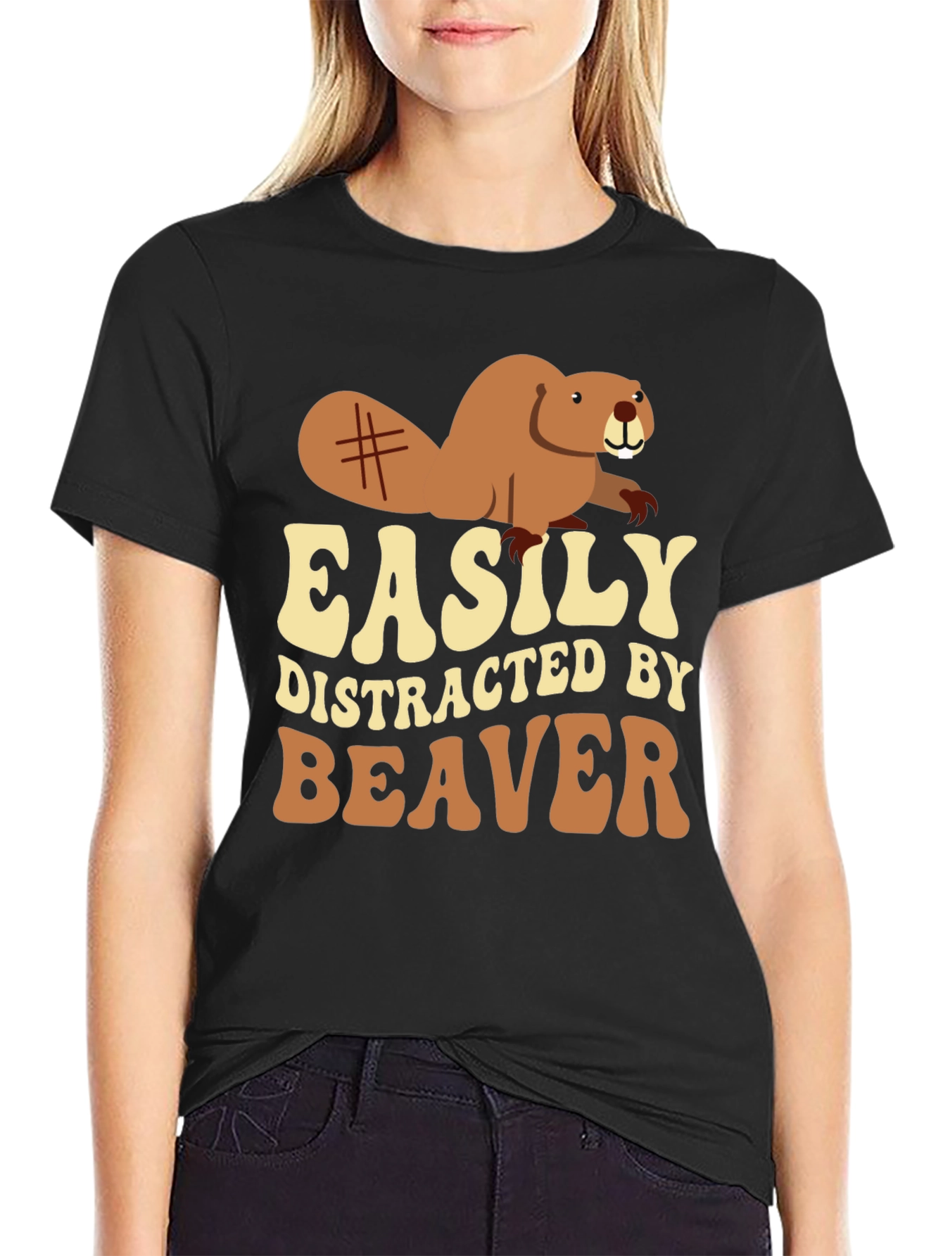 Easily Distracted by Beaver Graphic T-Shirt