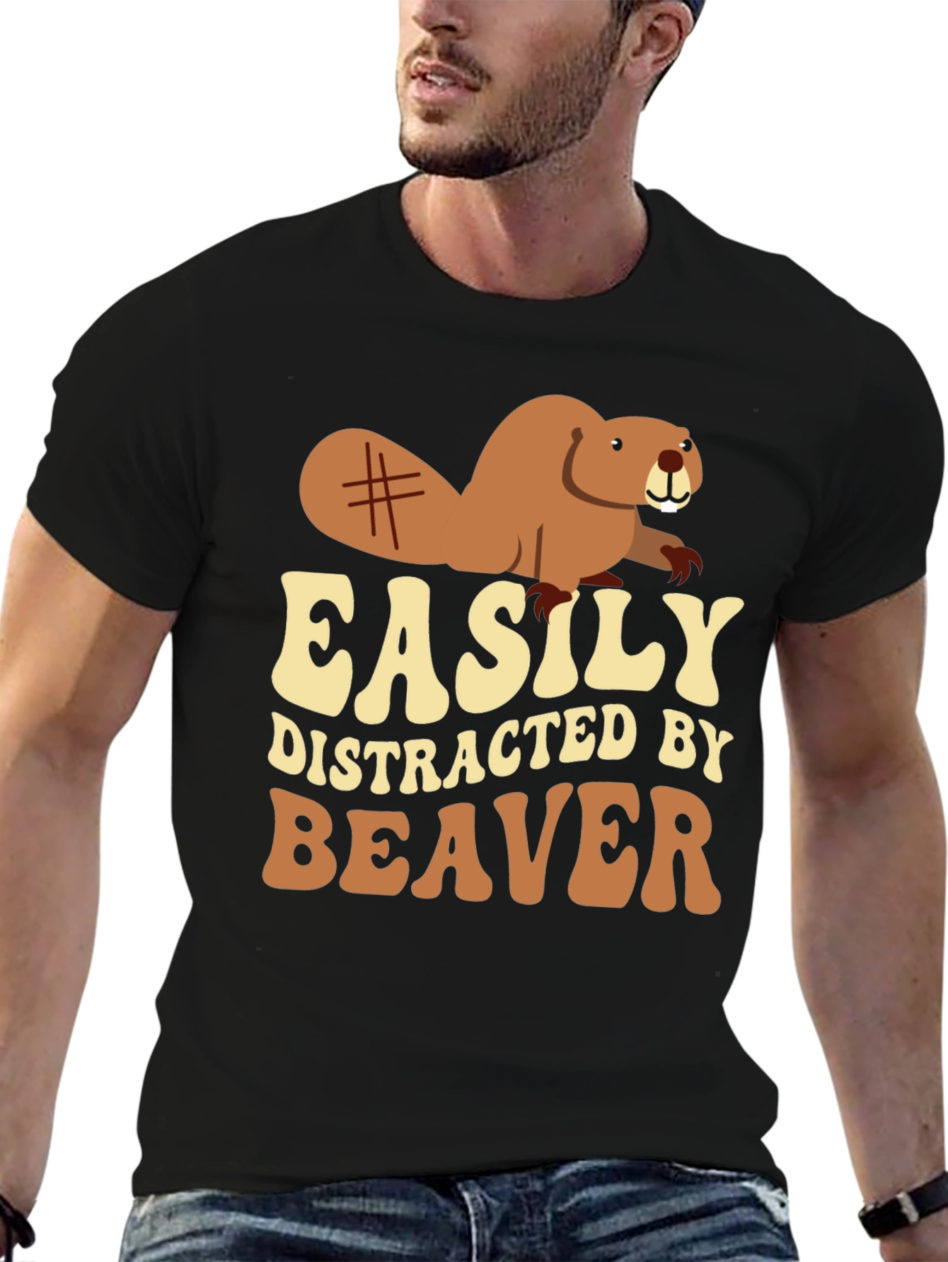Easily Distracted by Beaver Graphic T-Shirt