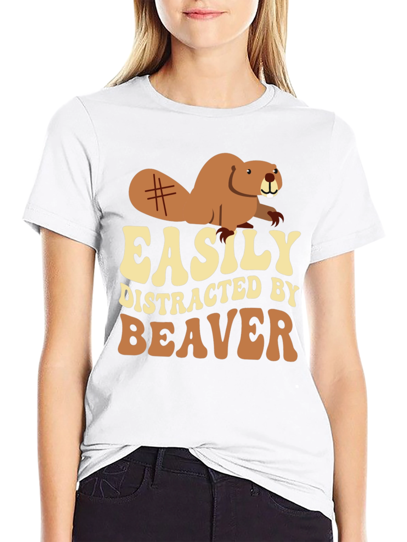 Easily Distracted by Beaver Graphic T-Shirt