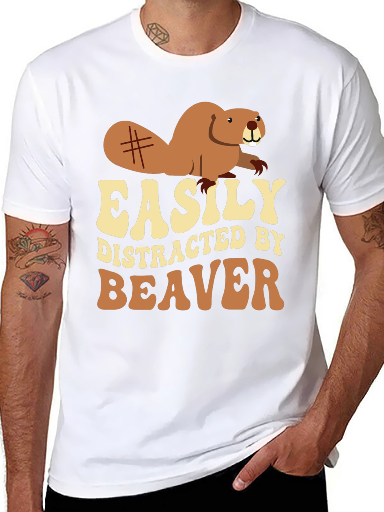 Easily Distracted by Beaver Graphic T-Shirt