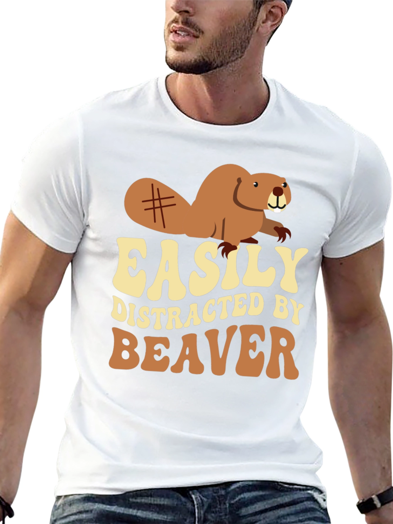 Easily Distracted by Beaver Graphic T-Shirt