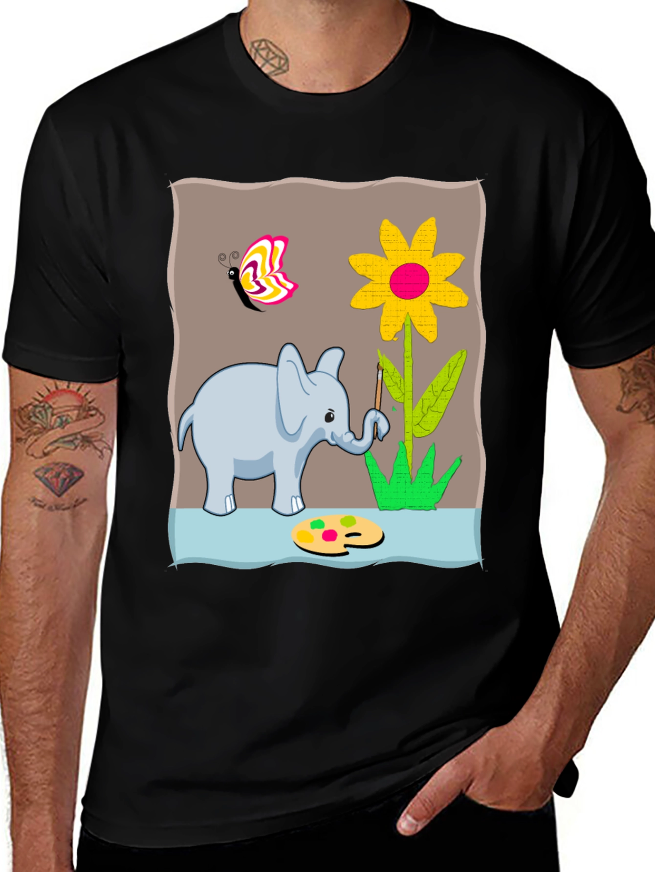 Elephant Artist Graphic T-Shirt