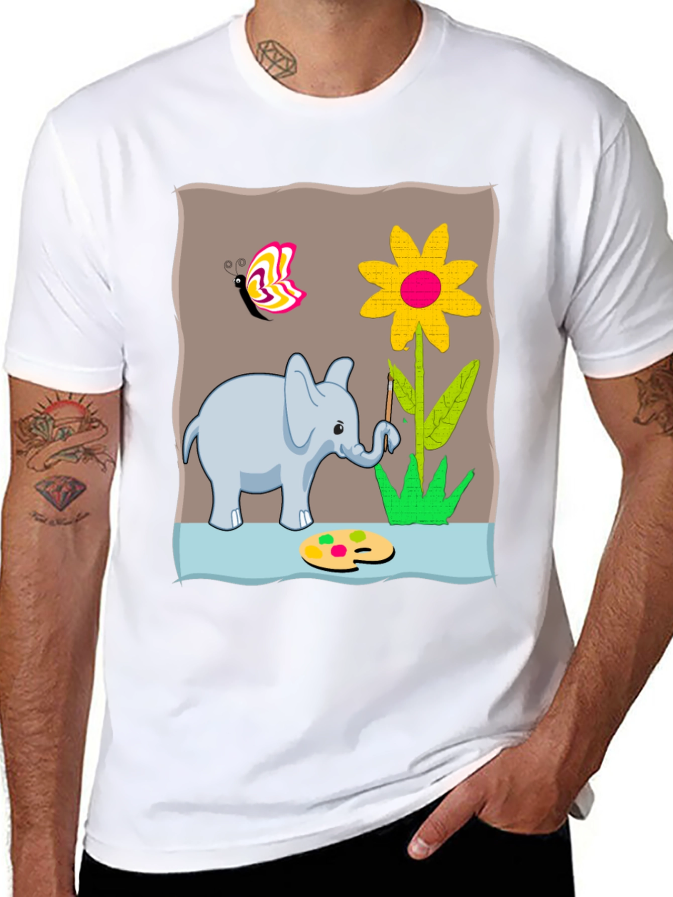 Elephant Artist Graphic T-Shirt