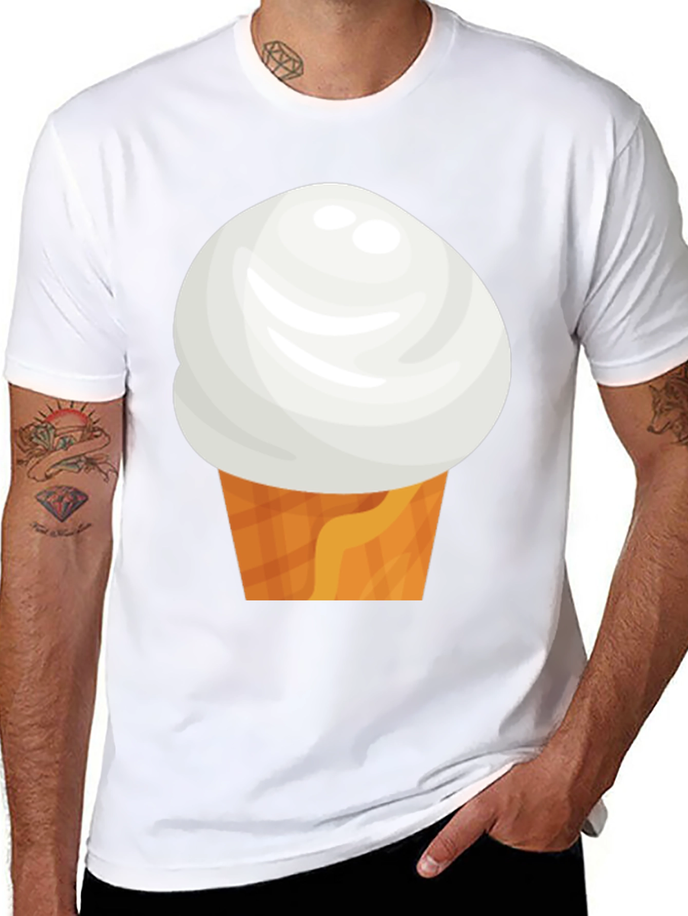 Ice Cream Cone Graphic Tee - Black Casual Shirt