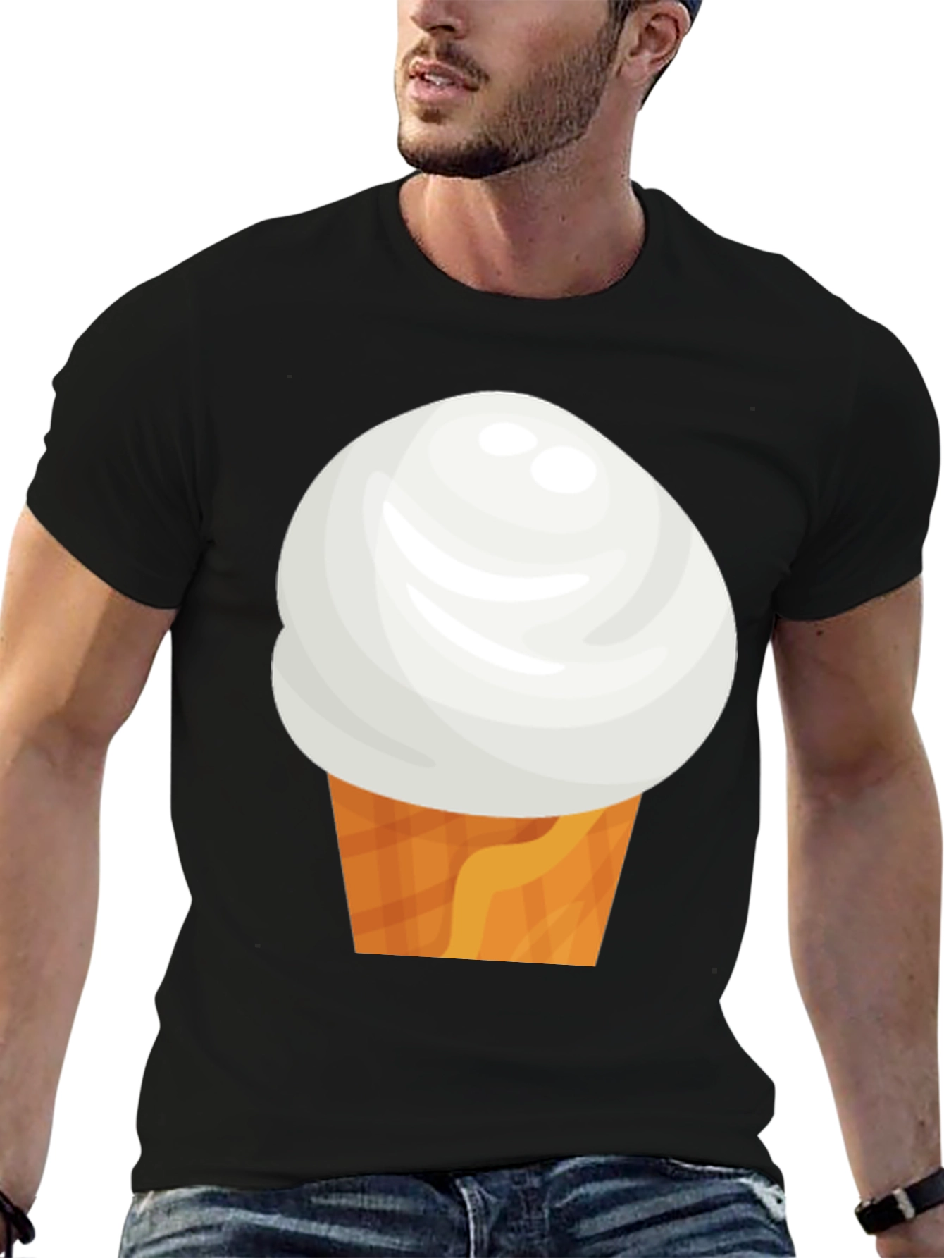 Ice Cream Cone Graphic Tee - Black Casual Shirt