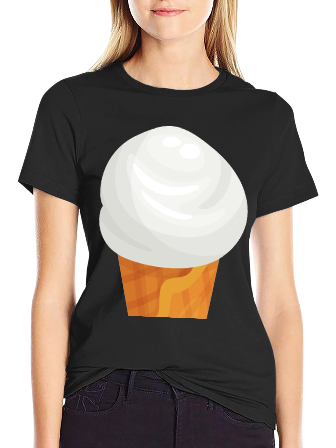 Ice Cream Cone Graphic Tee - Black Casual Shirt