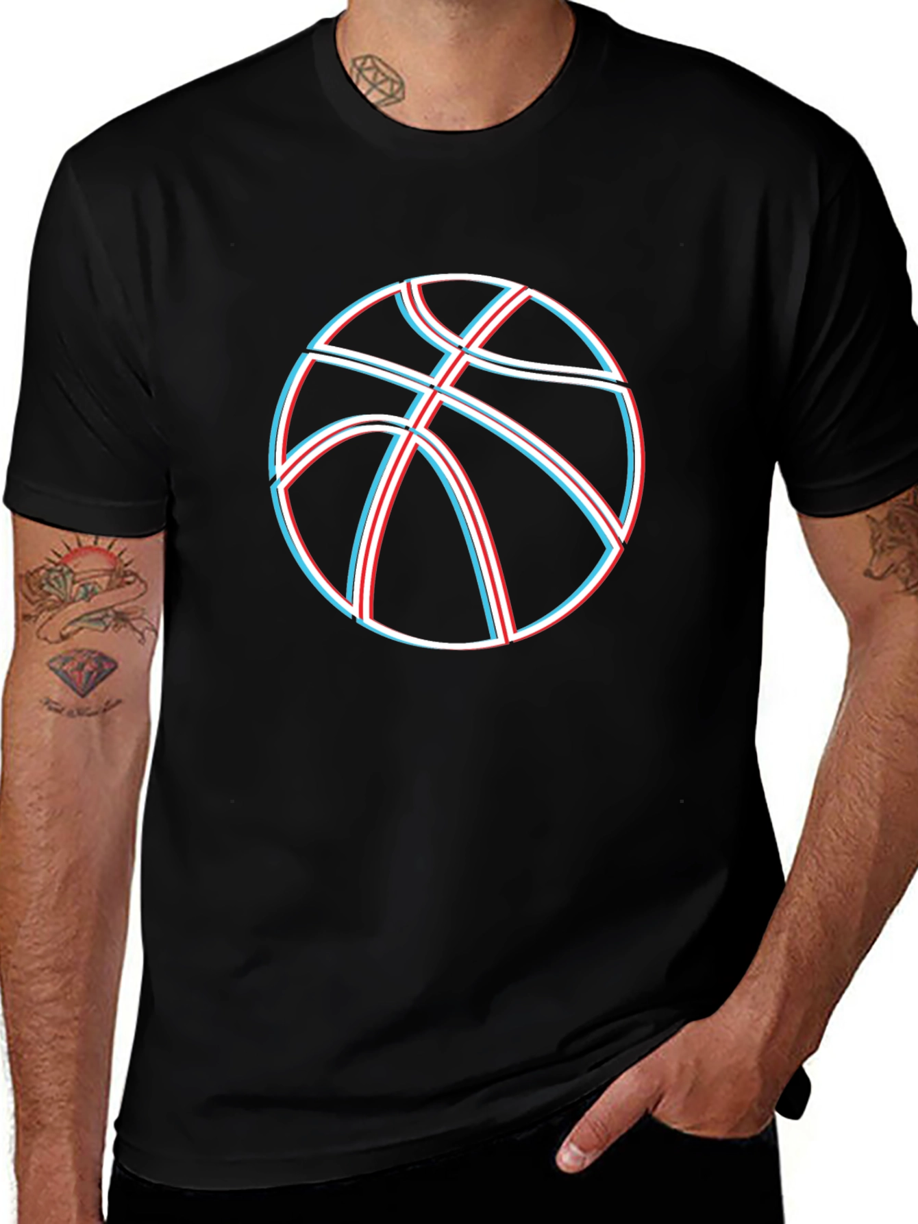 Basketball Graphic Tee - Black Cotton Blend