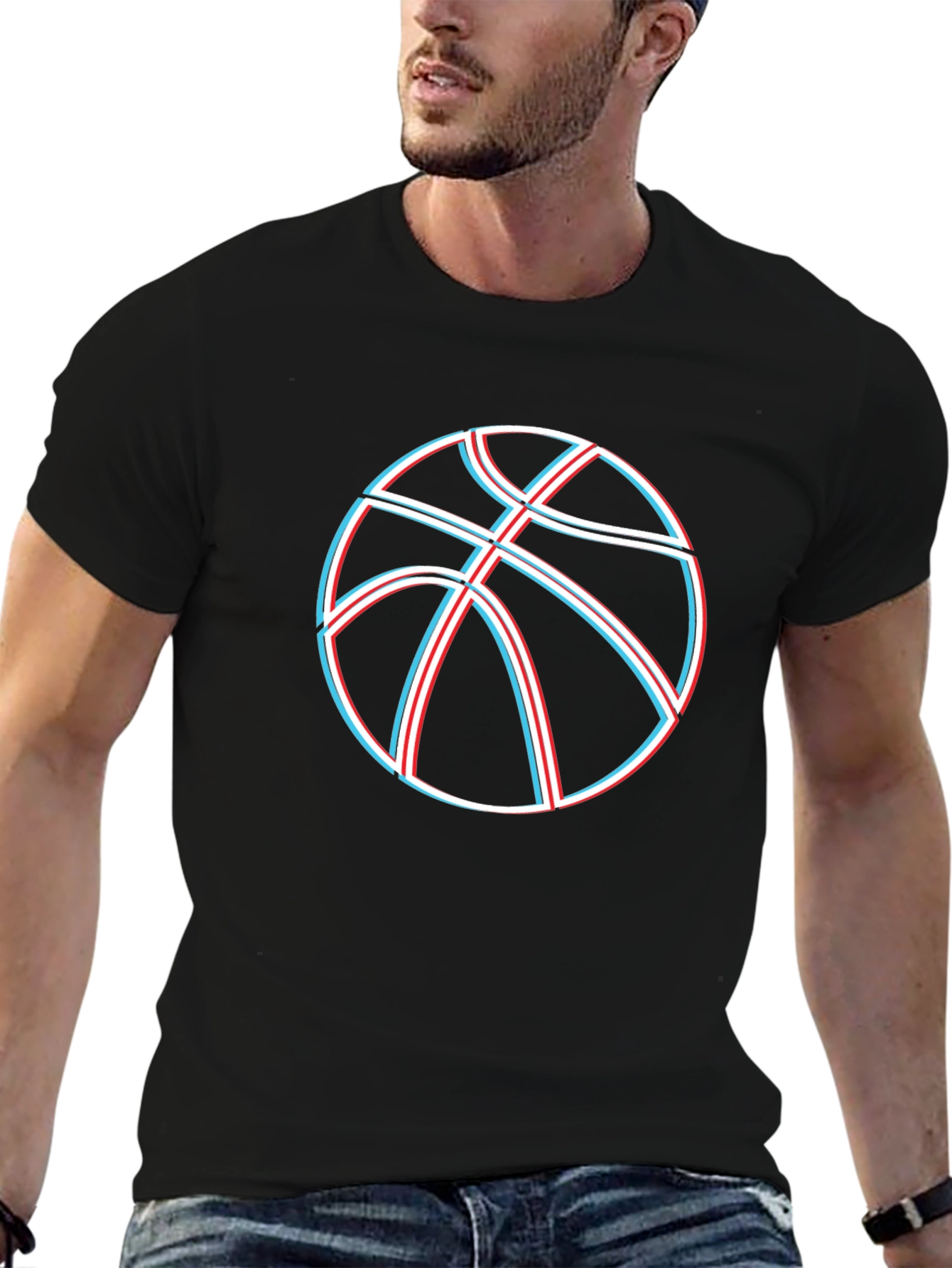 Basketball Graphic Tee - Black Cotton Blend