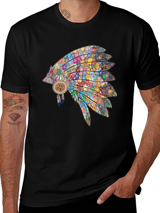 Indian Headdress Graphic Tee - Colorful & Unique!