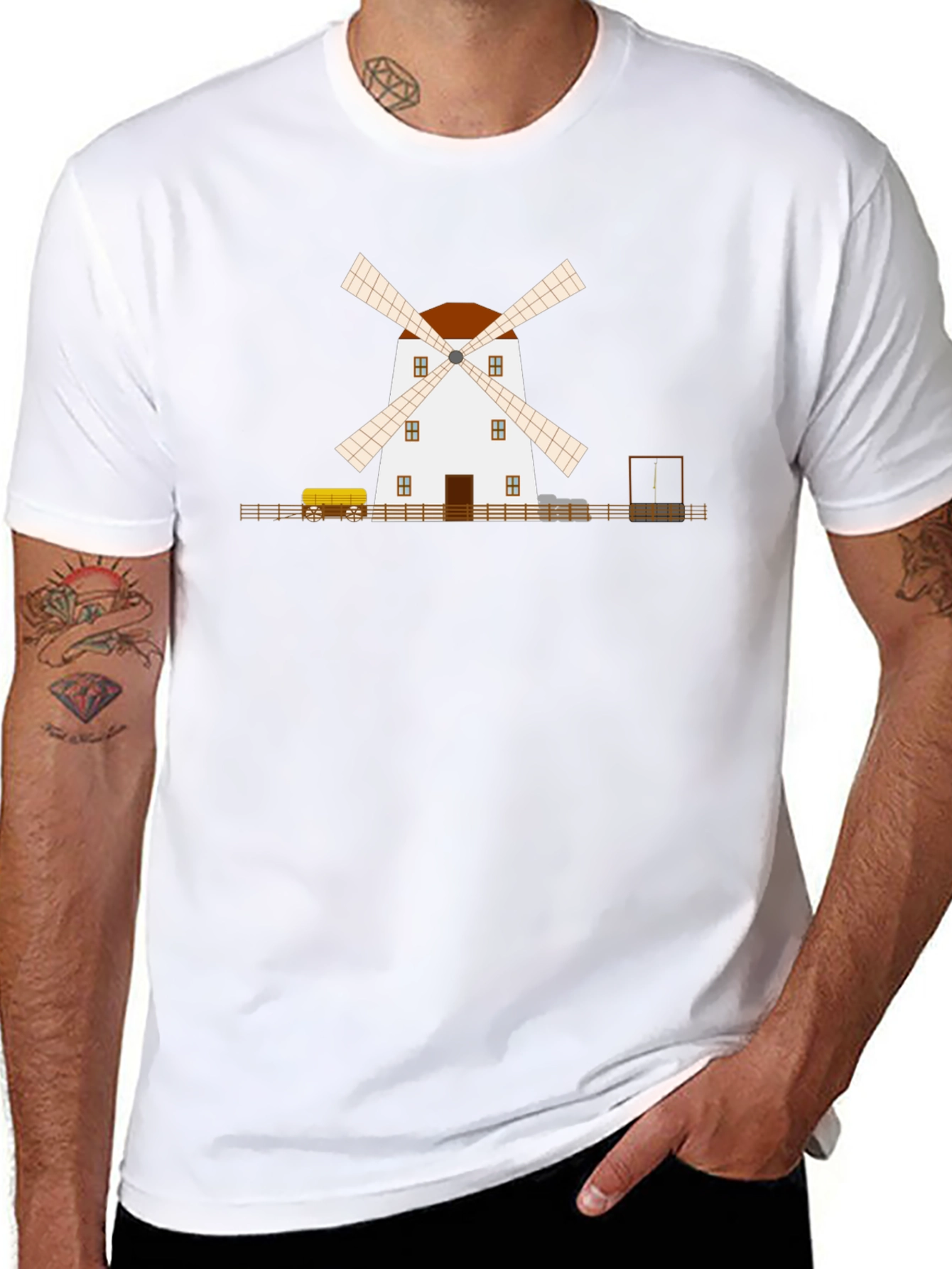 Windmill Graphic T-Shirt - Black Cotton Tee