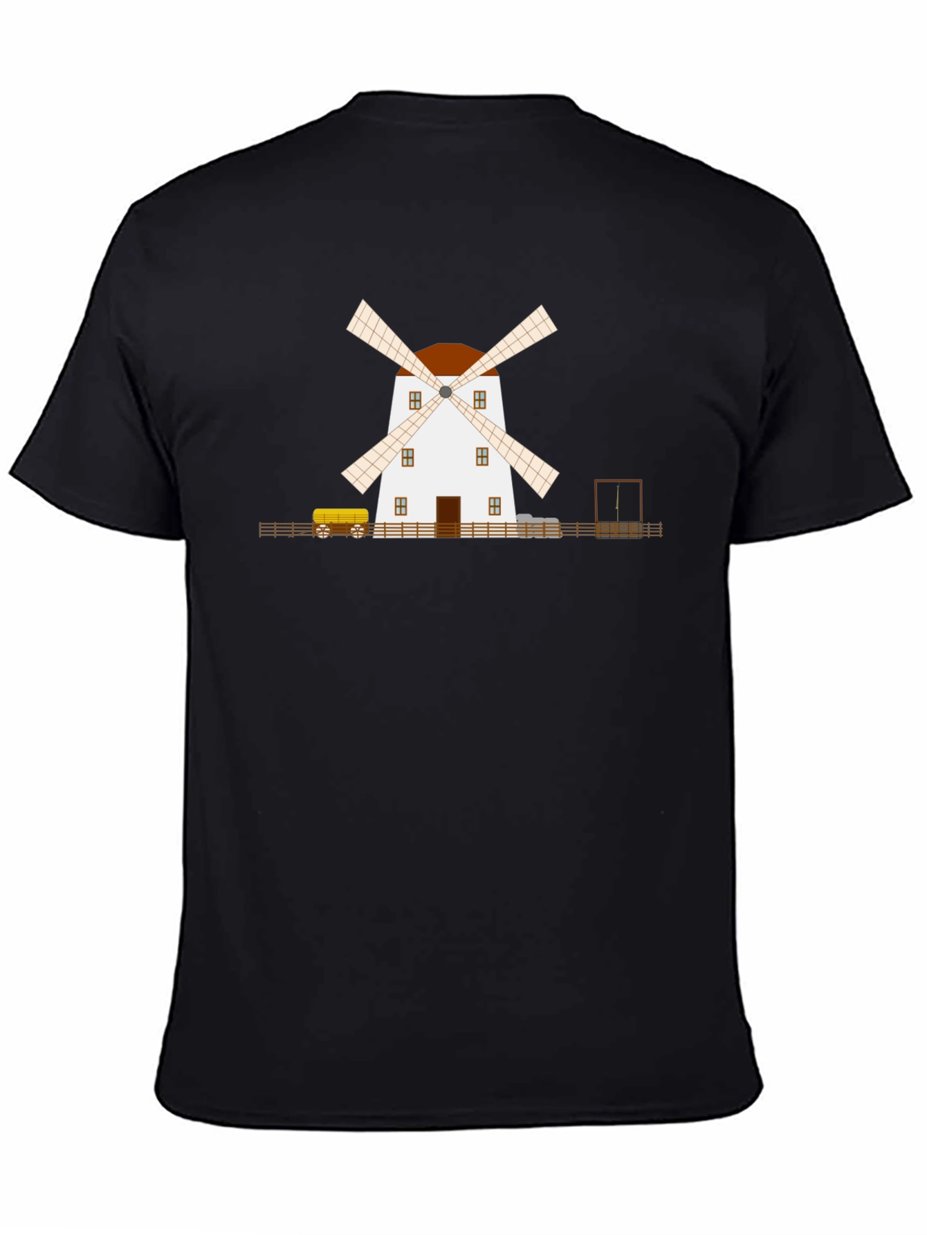 Windmill Graphic T-Shirt - Black Cotton Tee
