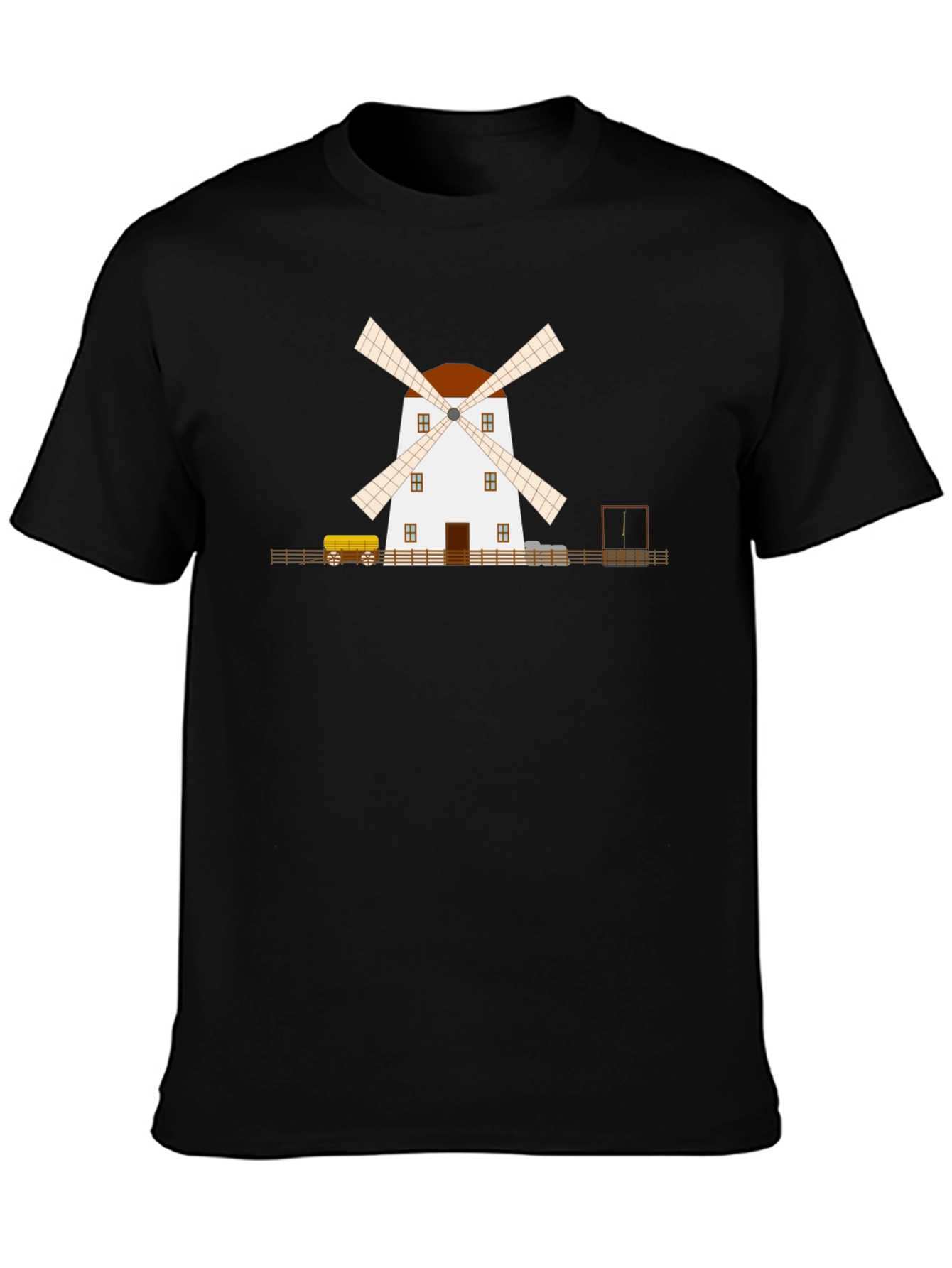 Windmill Graphic T-Shirt - Black Cotton Tee