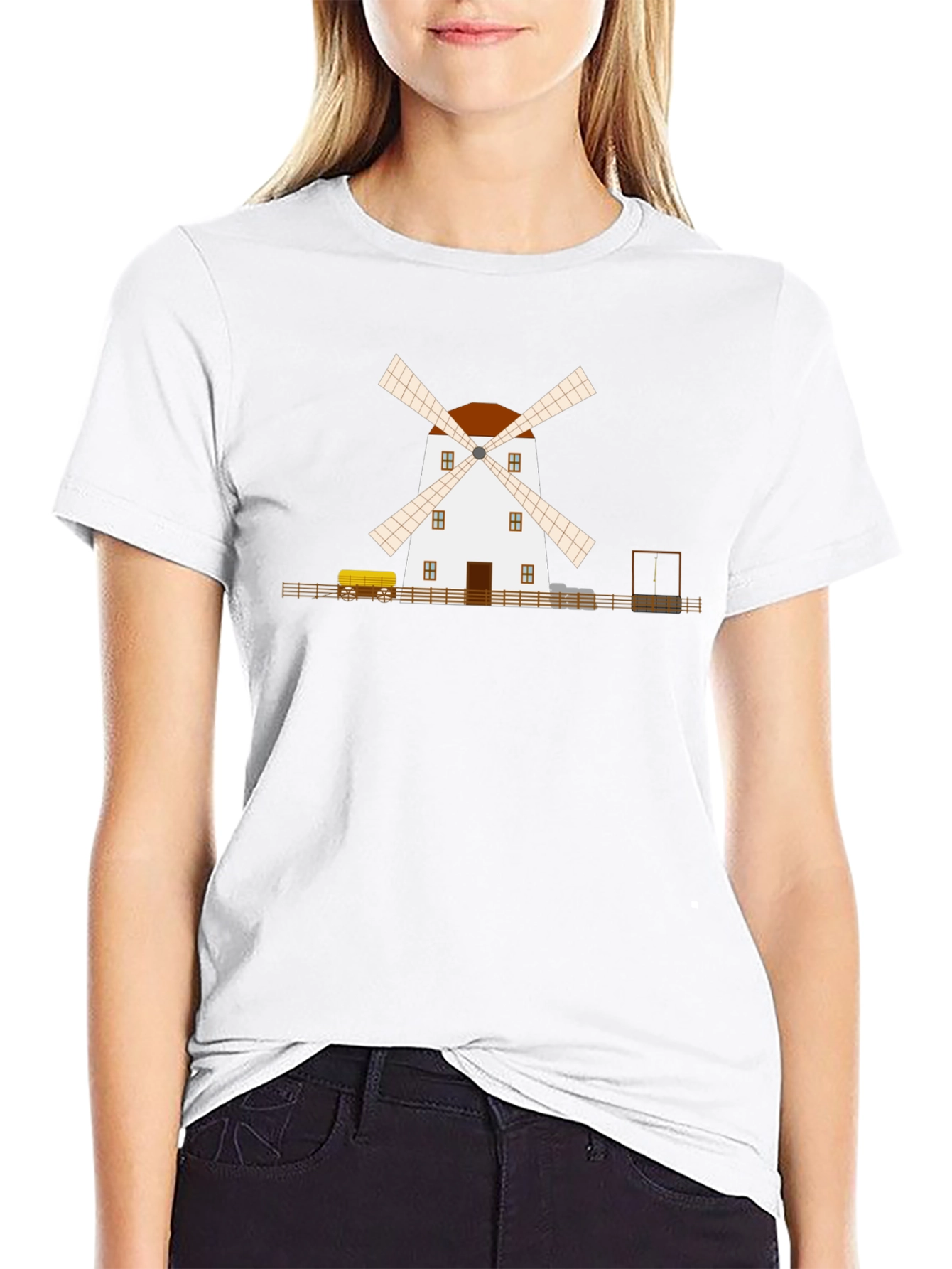 Windmill Graphic T-Shirt - Black Cotton Tee