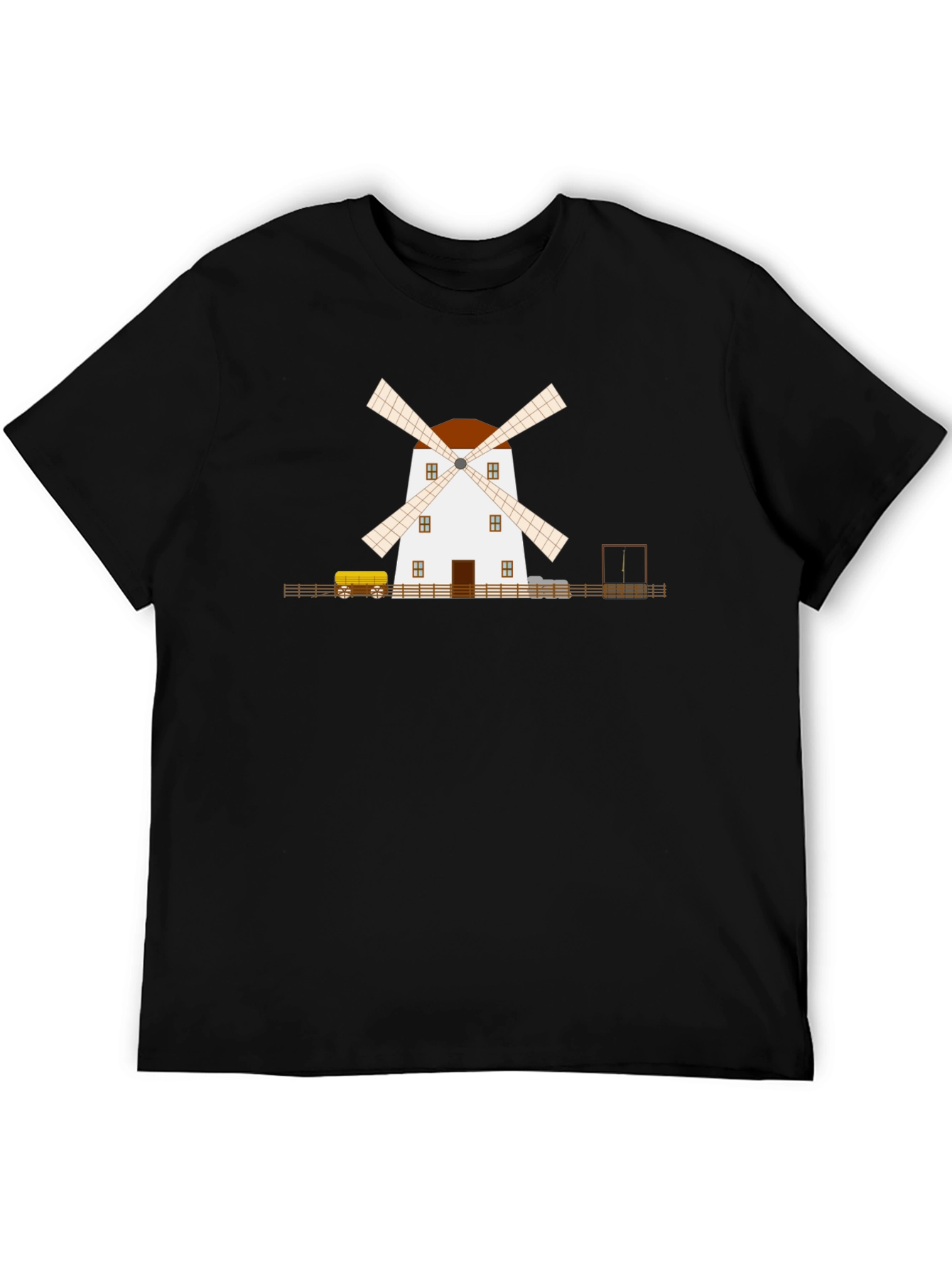 Windmill Graphic T-Shirt - Black Cotton Tee