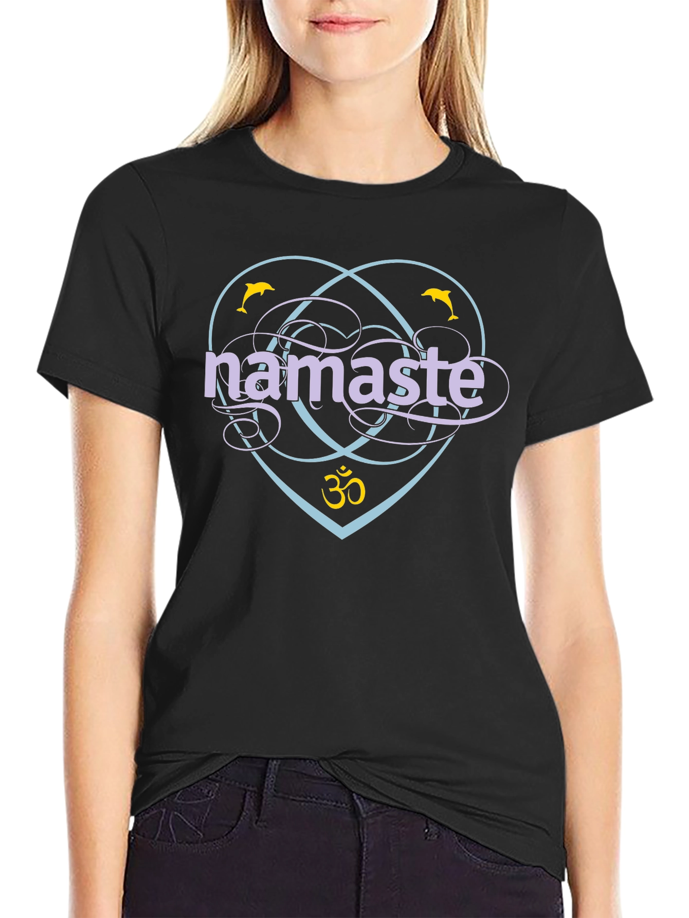 Namaste Dolphin Graphic T-Shirt - Yoga & Meditation
