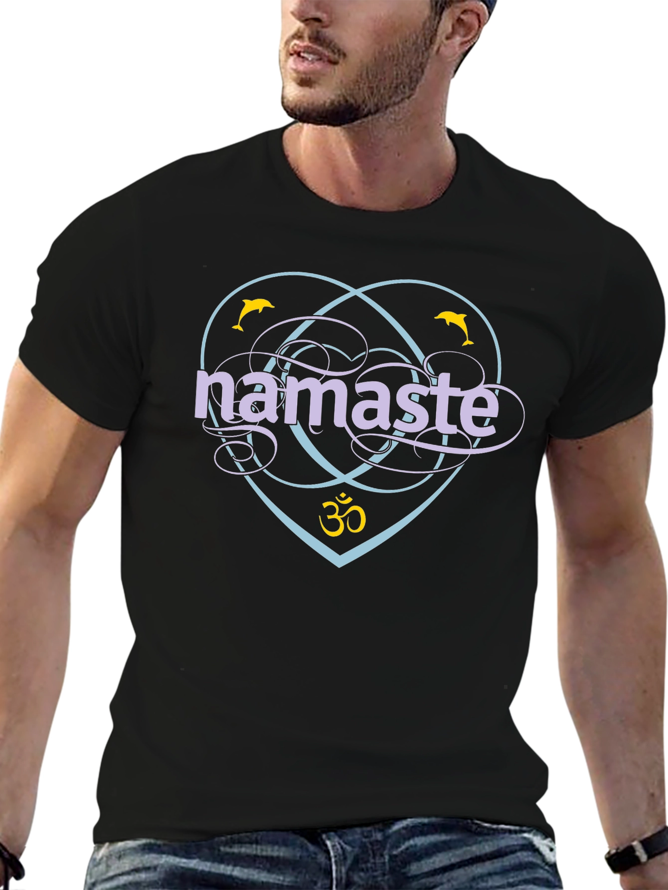 Namaste Dolphin Graphic T-Shirt - Yoga & Meditation