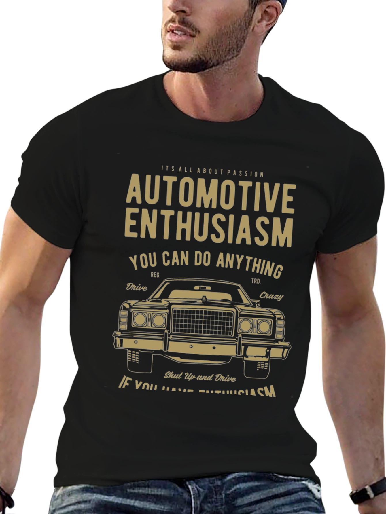 Automotive Enthusiast Black Graphic T-Shirt