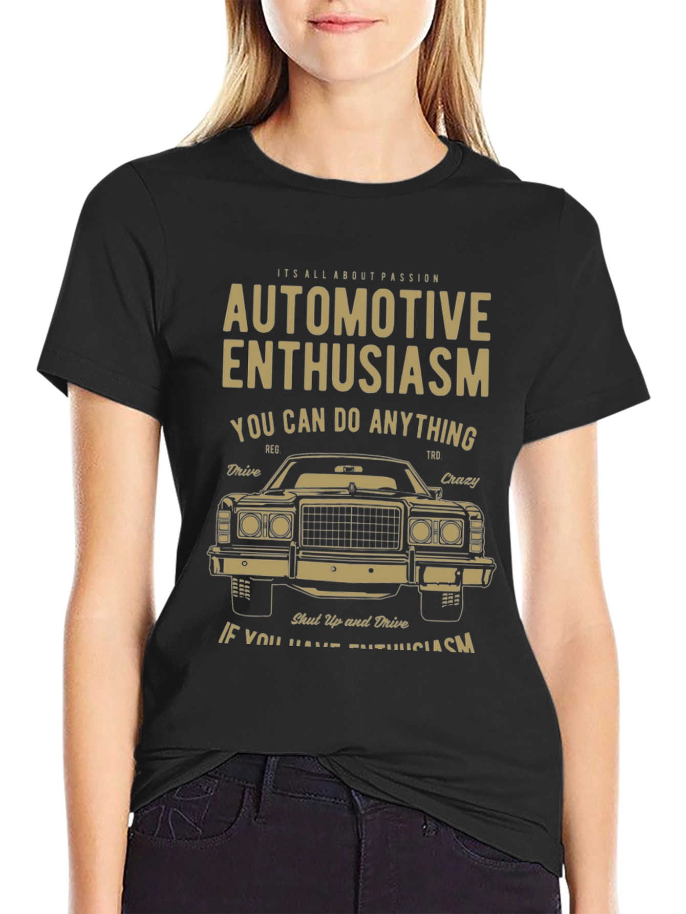Automotive Enthusiast Black Graphic T-Shirt