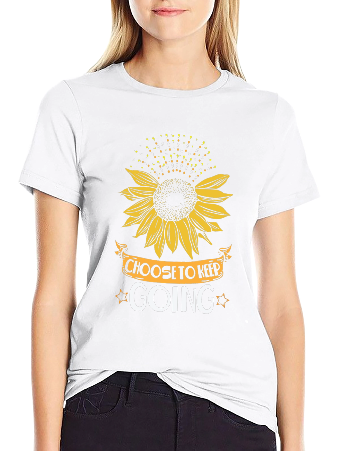 Choose to Keep Going Sunflower Graphic T-Shirt
