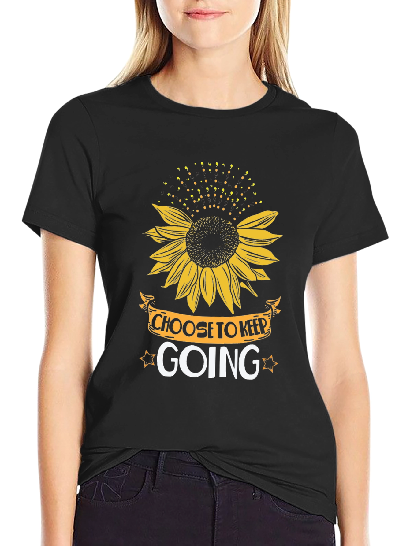 Choose to Keep Going Sunflower Graphic T-Shirt