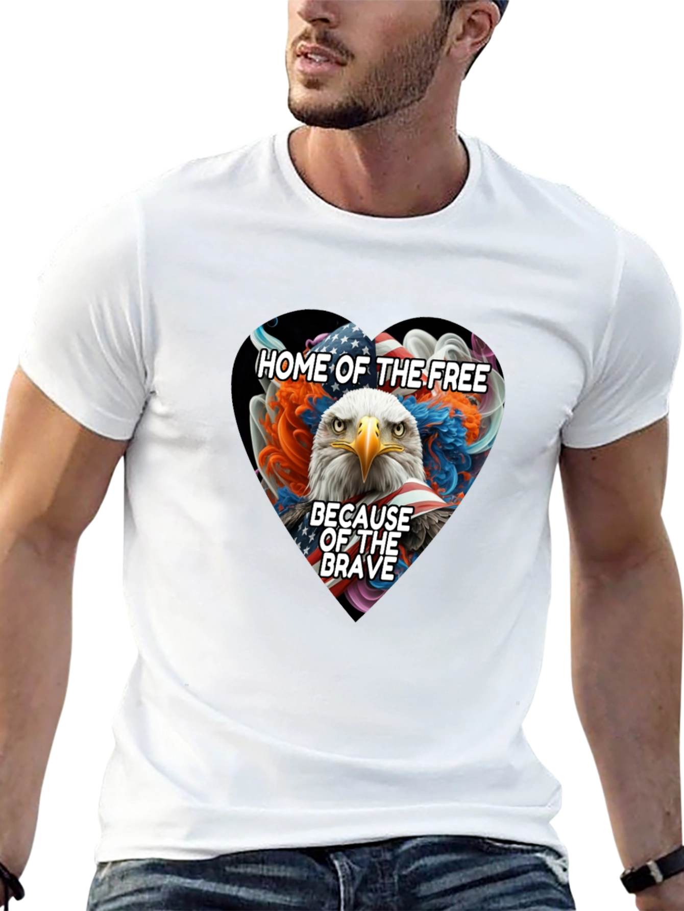 Patriotic Eagle Heart T-Shirt: Home of the Free